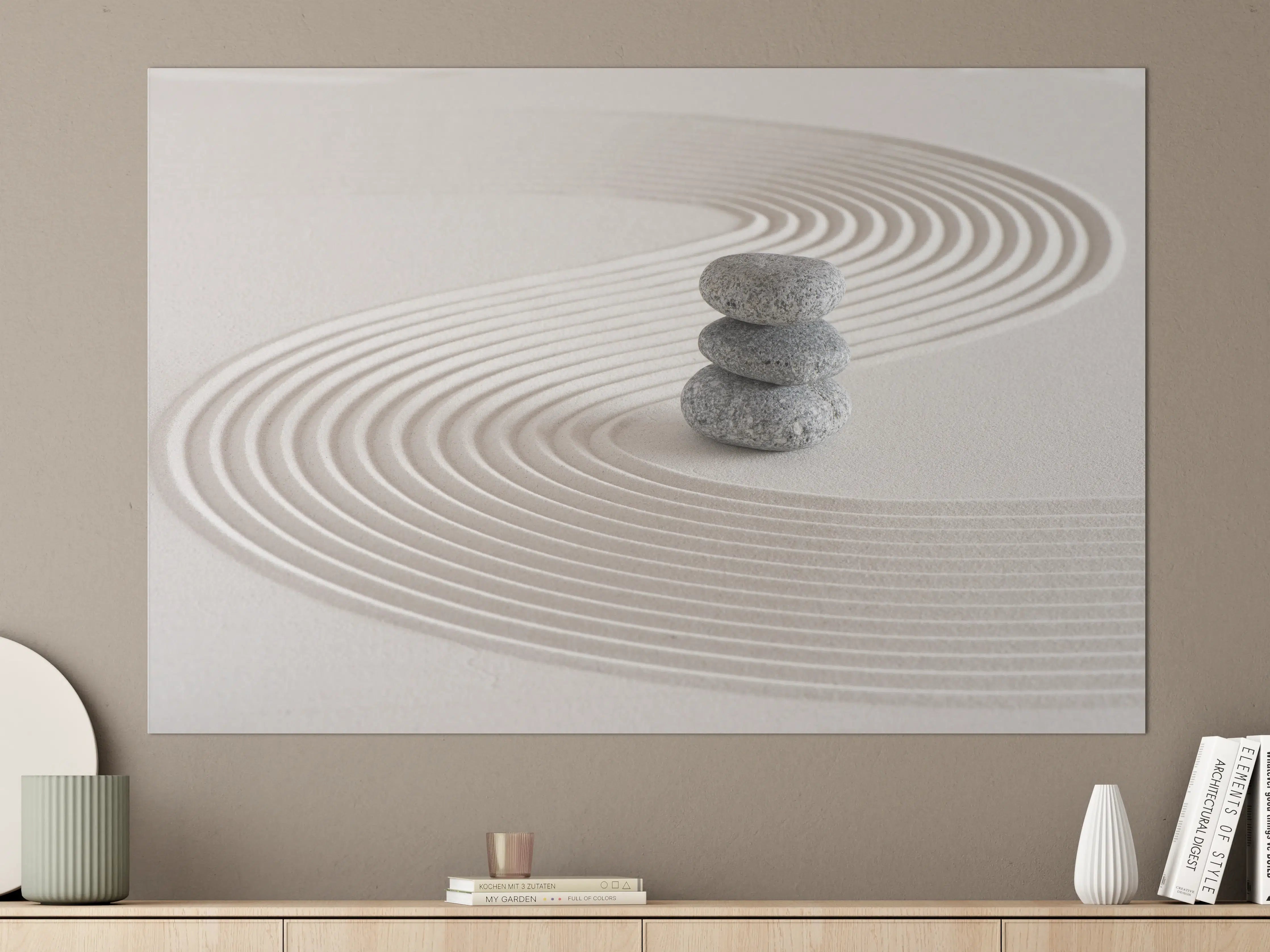 Große Wandbilder - Japanischer Zen-Garten auf Sand