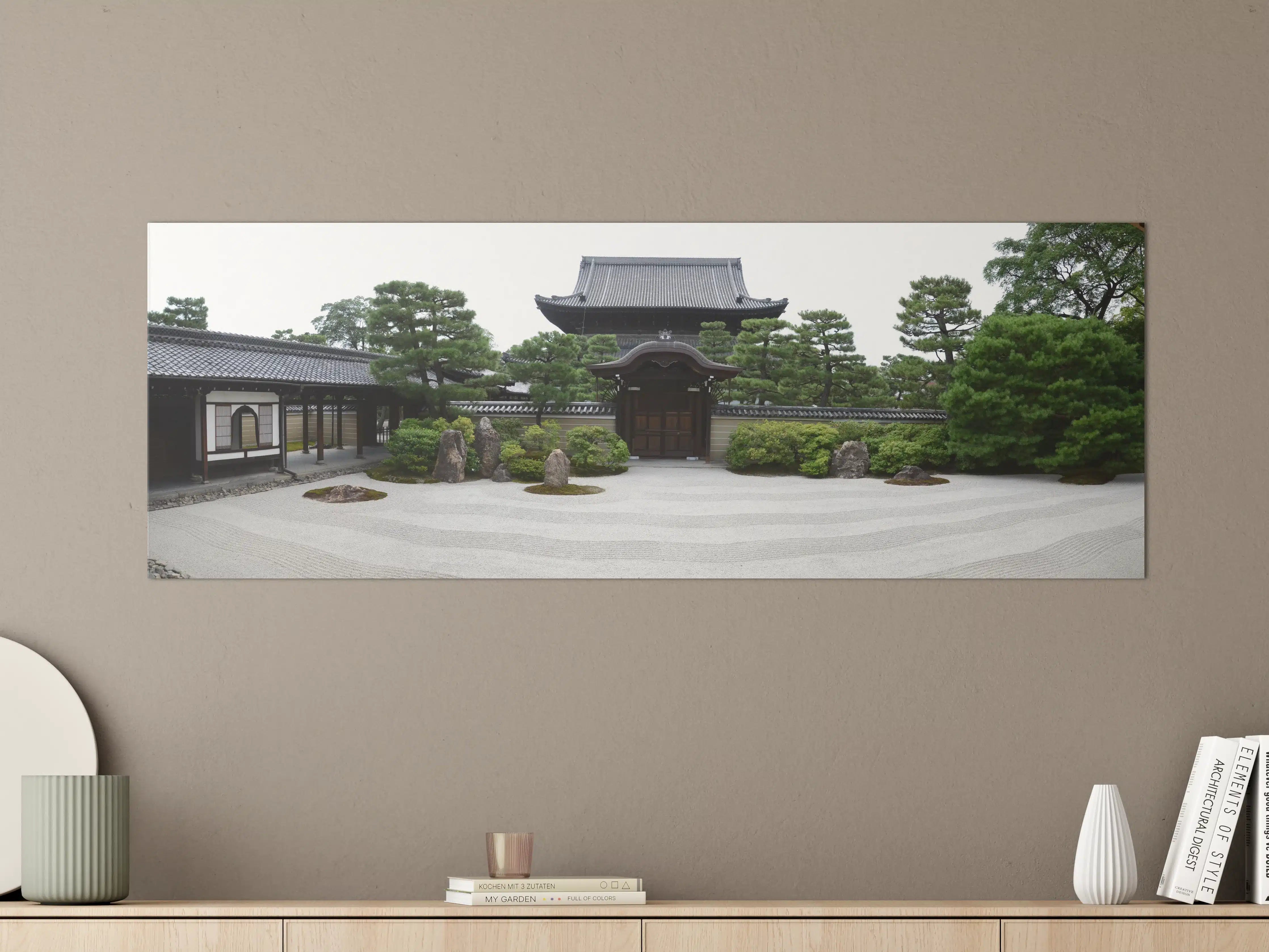 Große Wandbilder - Japanischer Zen-Garten mit traditionellem Tor