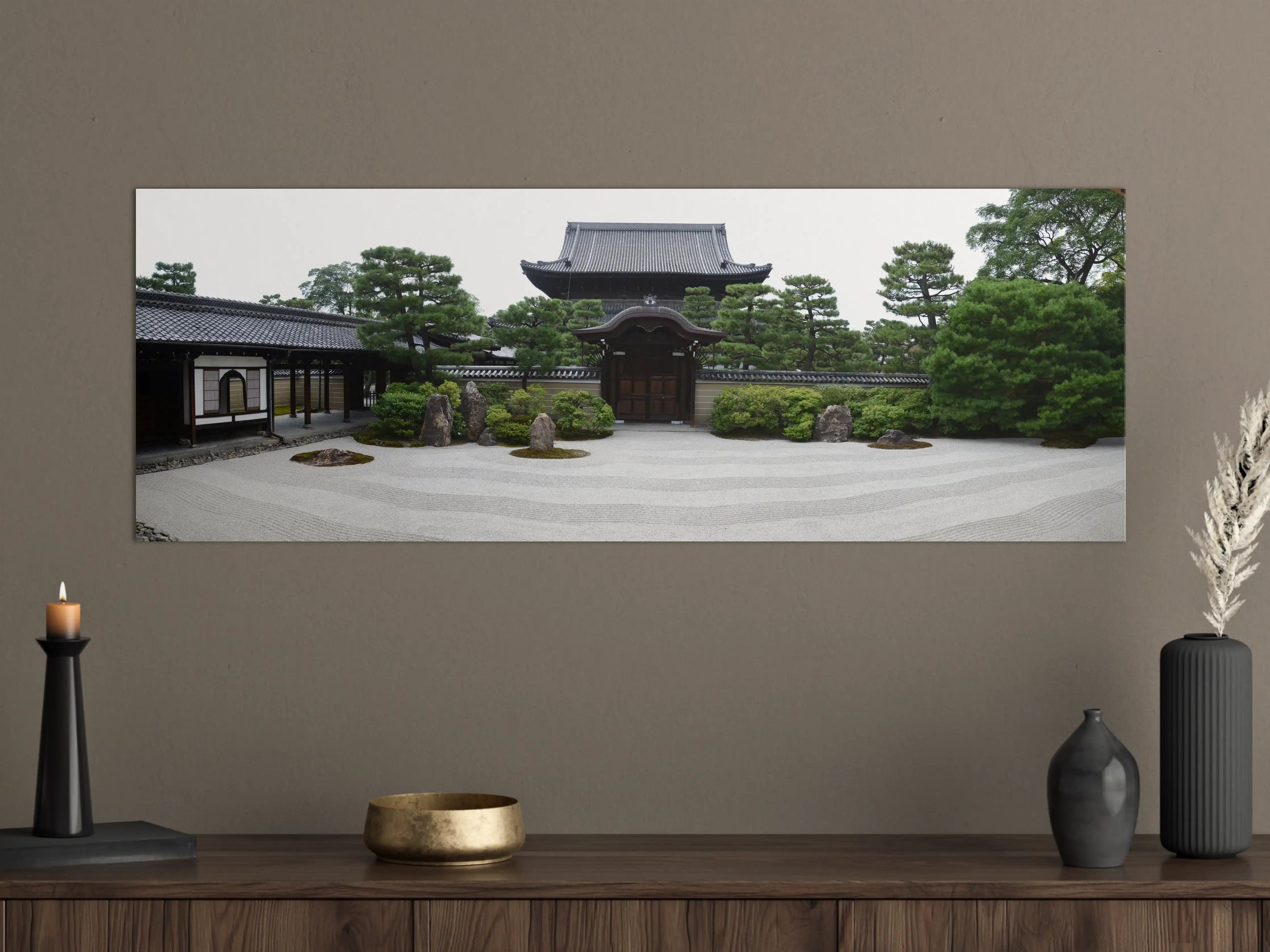 Große Wandbilder - Japanischer Zen-Garten mit traditionellem Tor