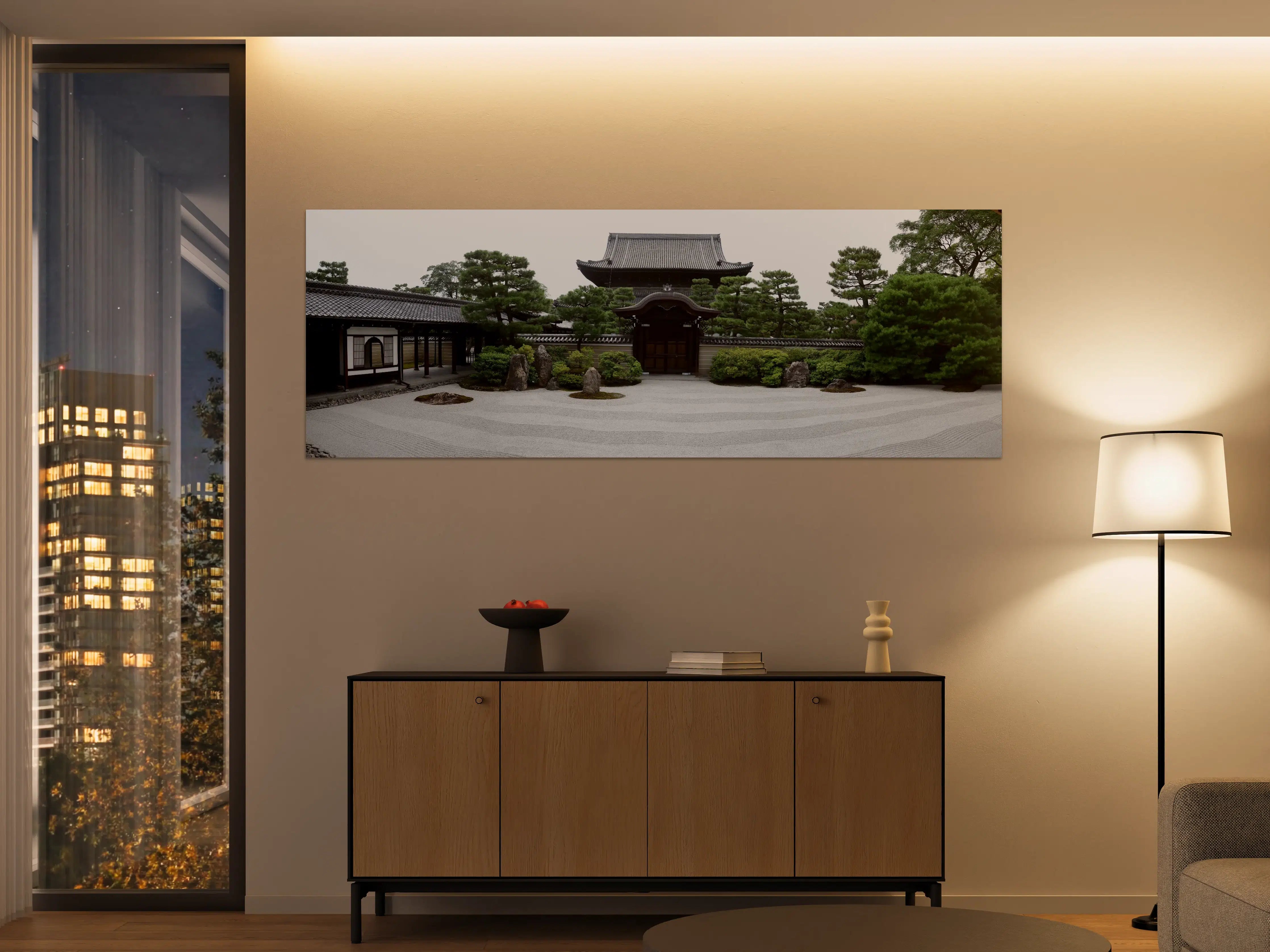 Große Wandbilder - Japanischer Zen-Garten mit traditionellem Tor