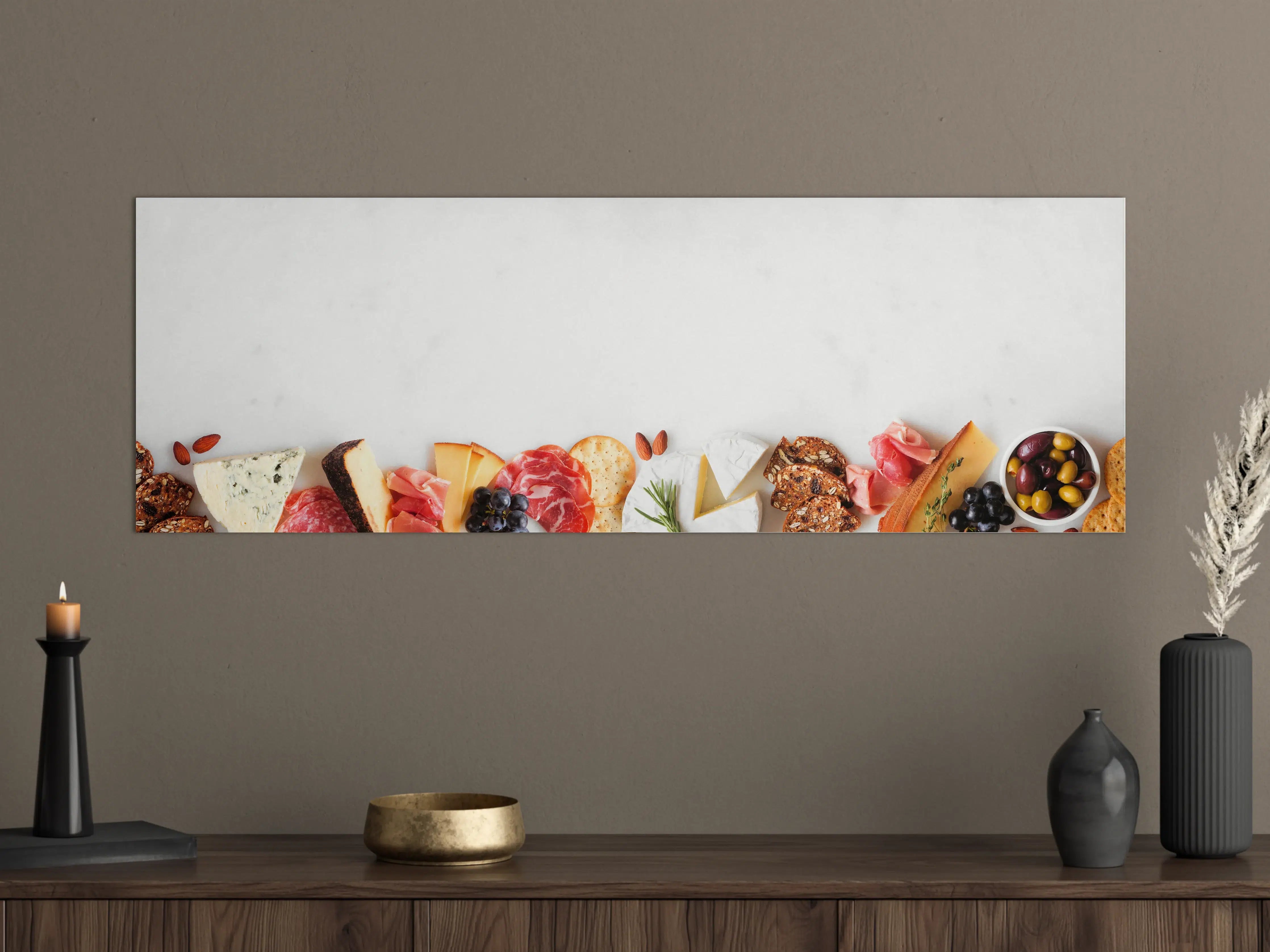Große Wandbilder - Käse und Antipasti auf Weiß