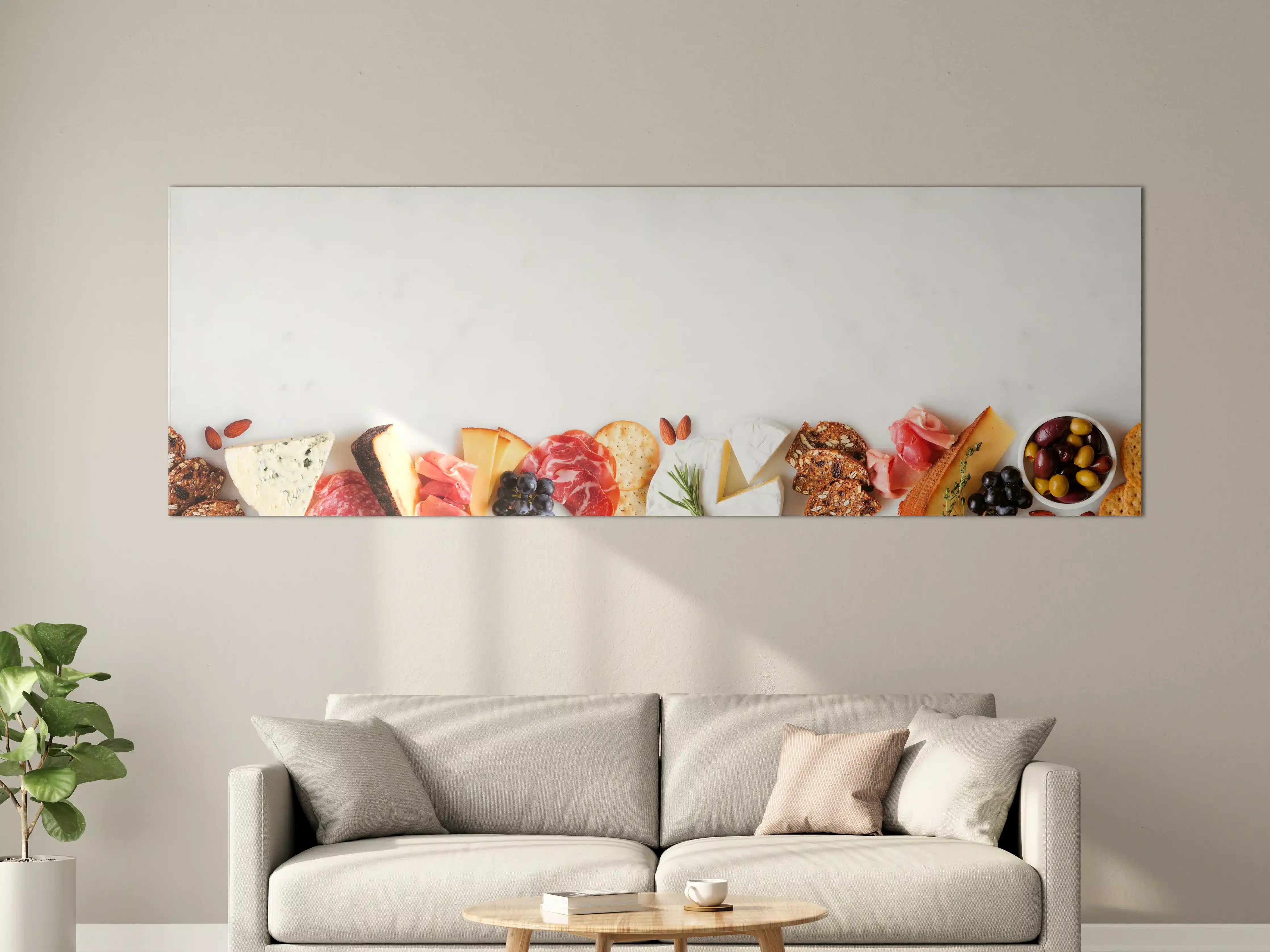 Große Wandbilder - Käse und Antipasti auf Weiß