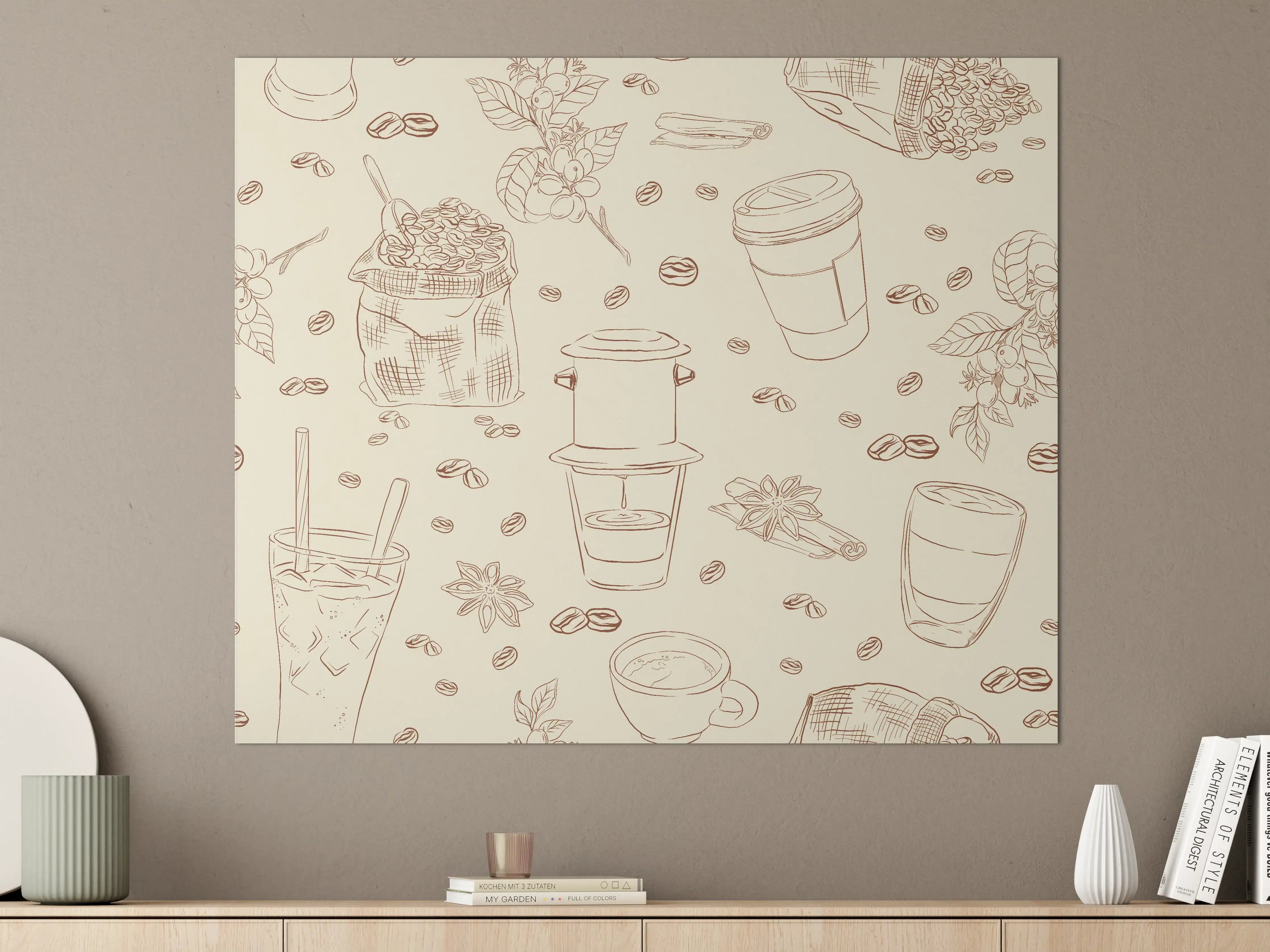 Große Wandbilder - Kaffee-Muster Beige Braun