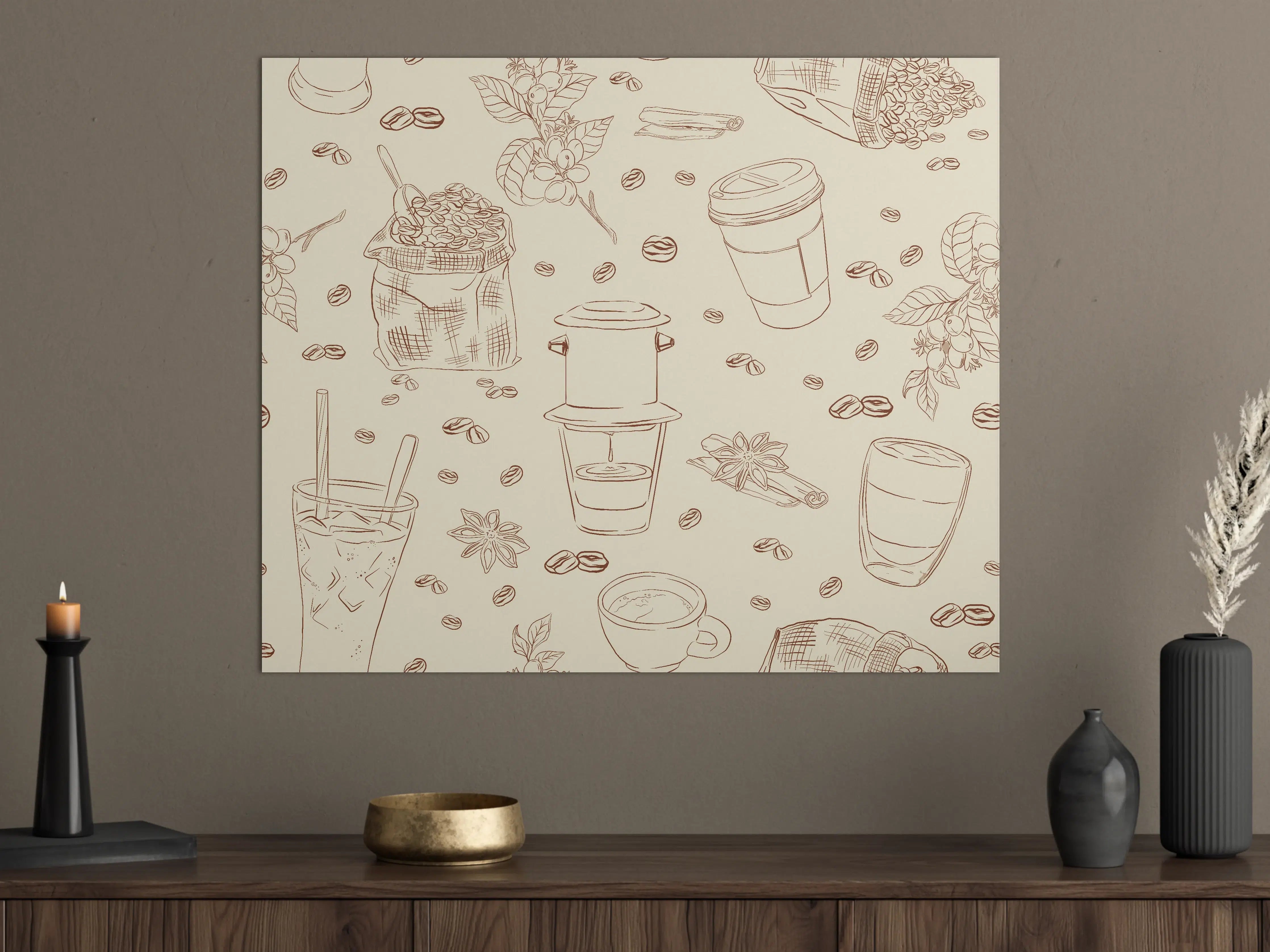 Große Wandbilder - Kaffee-Muster Beige Braun