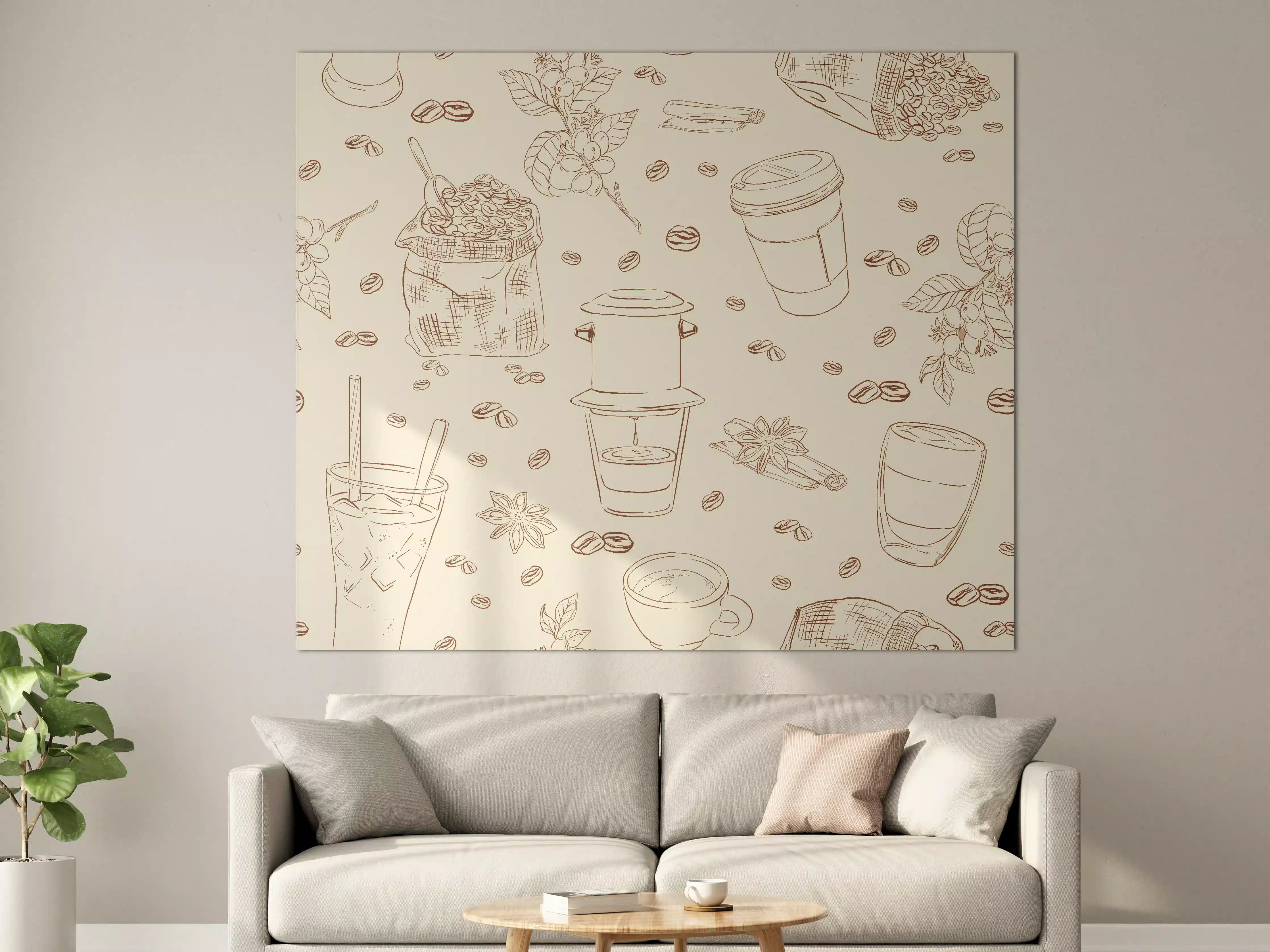 Große Wandbilder - Kaffee-Muster Beige Braun