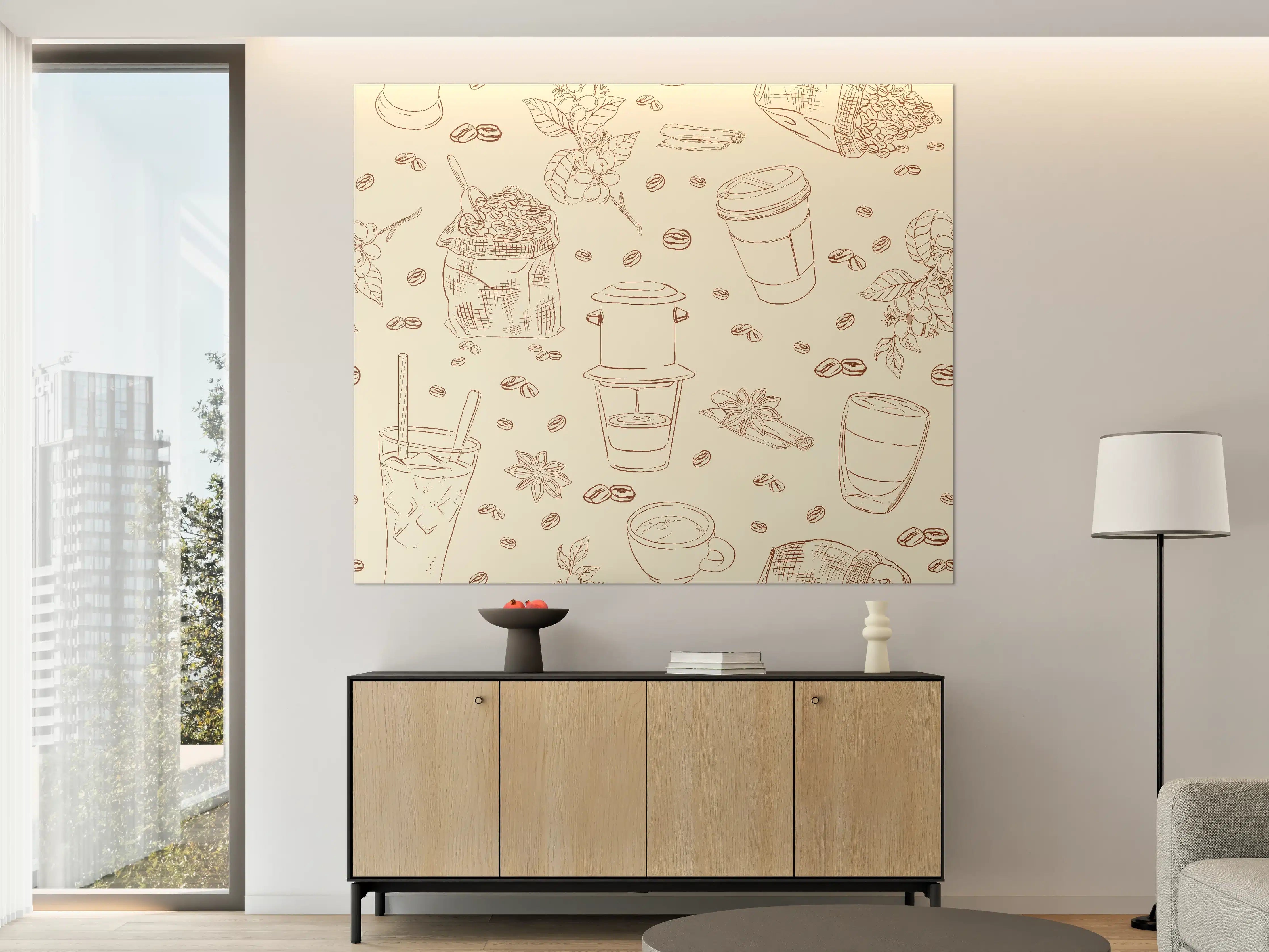 Große Wandbilder - Kaffee-Muster Beige Braun