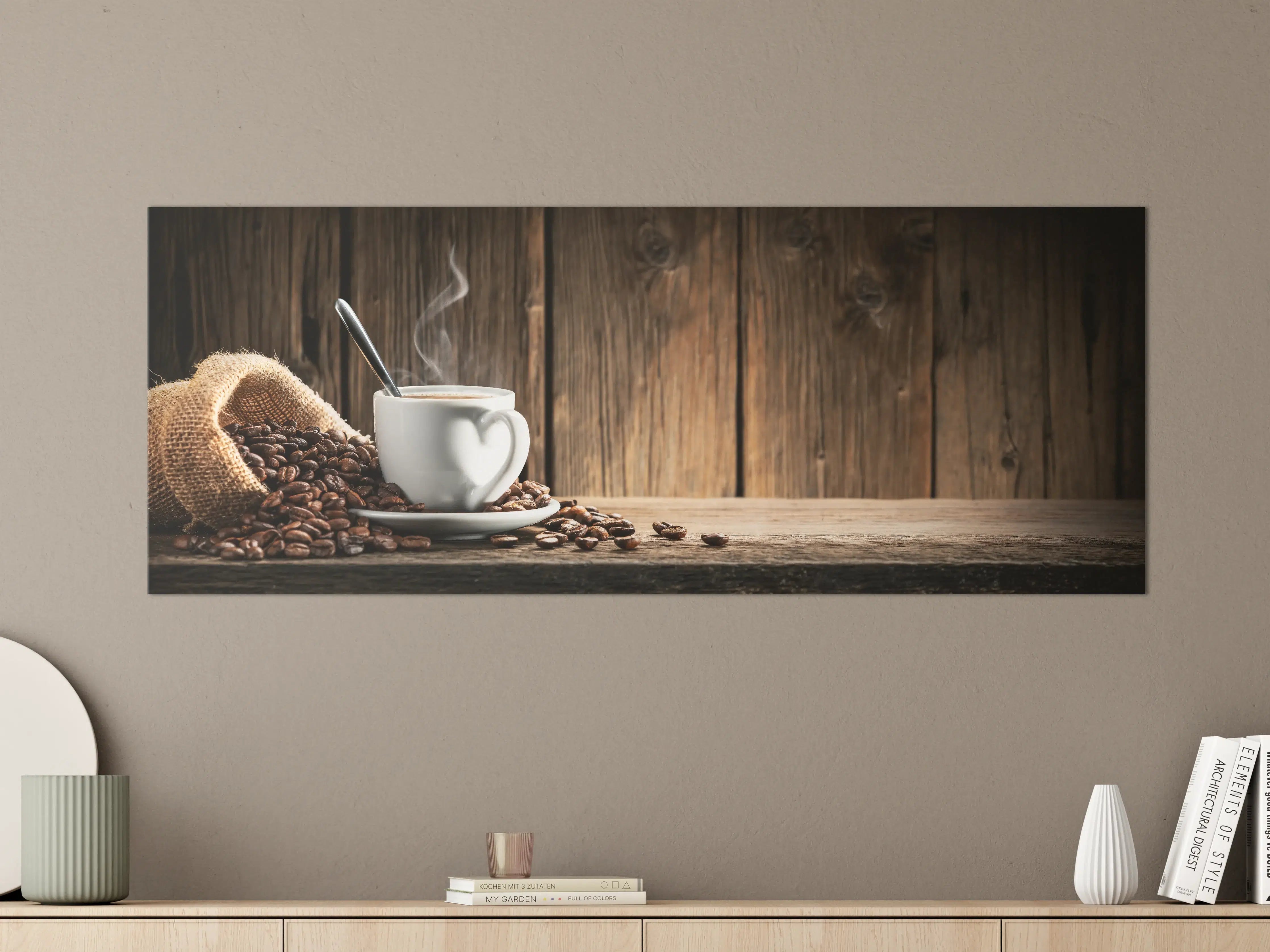 Große Wandbilder - Kaffee Stillleben Braun Weiß