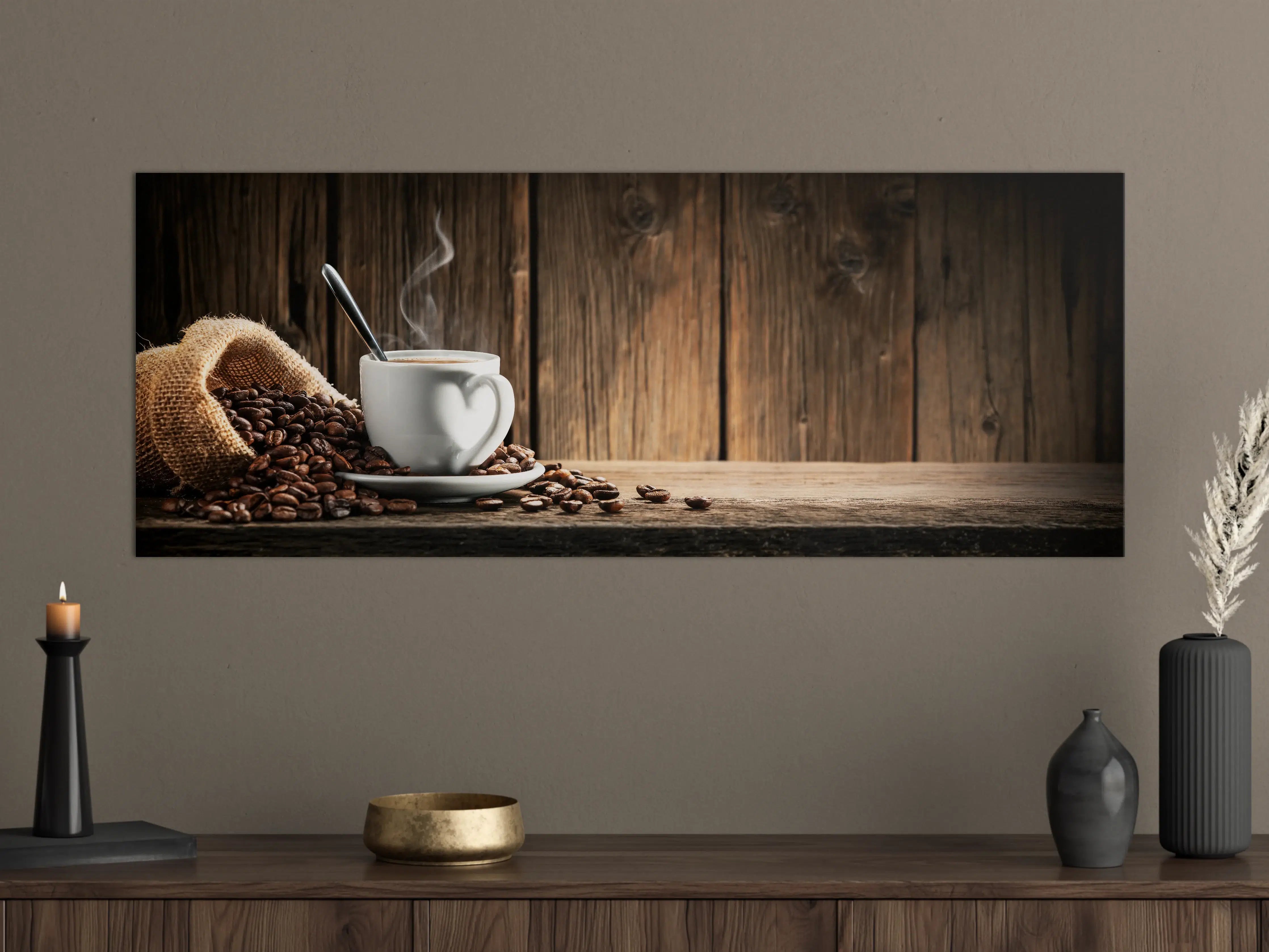 Große Wandbilder - Kaffee Stillleben Braun Weiß