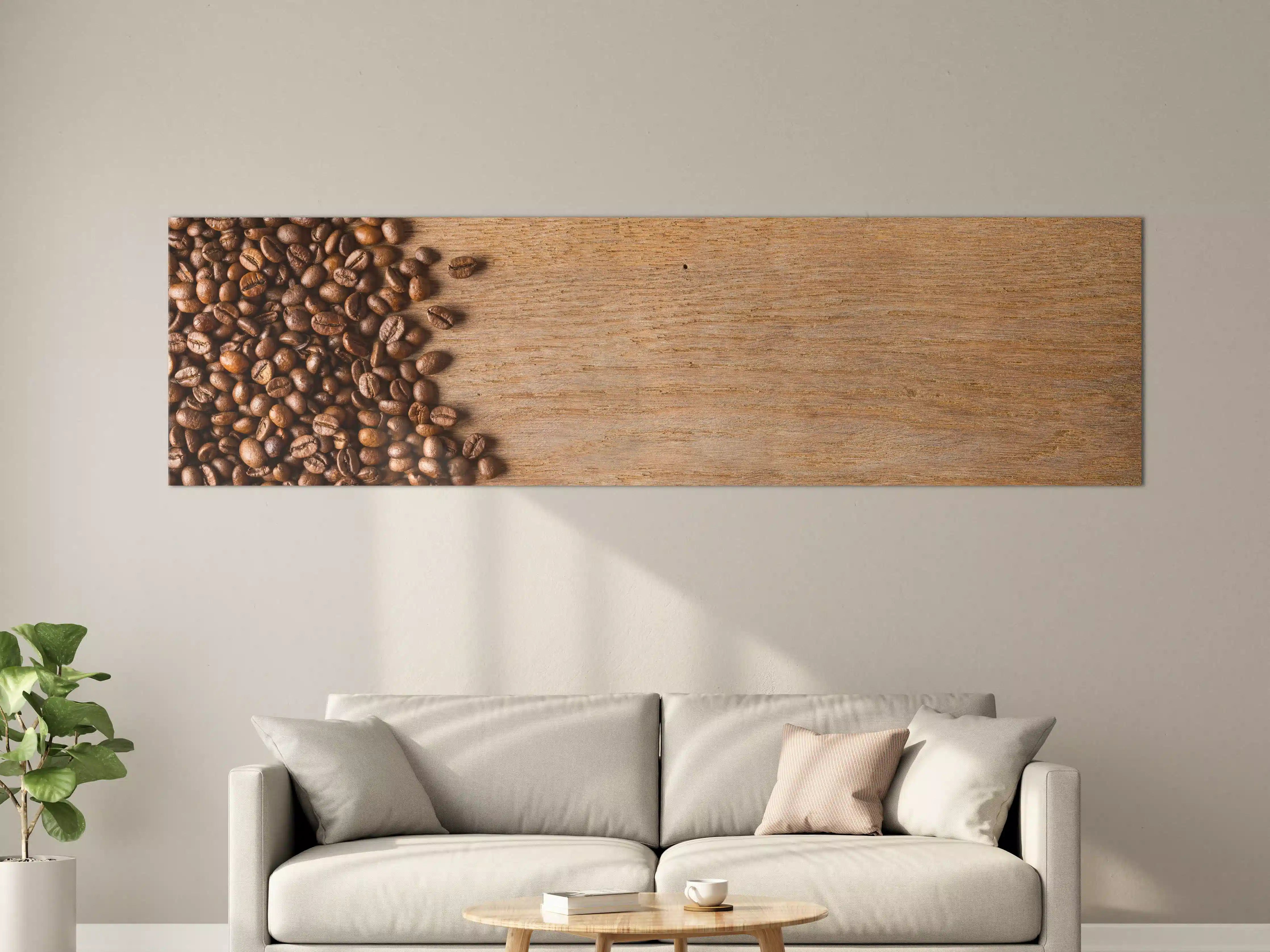 Große Wandbilder - Kaffeebohnen auf Holz