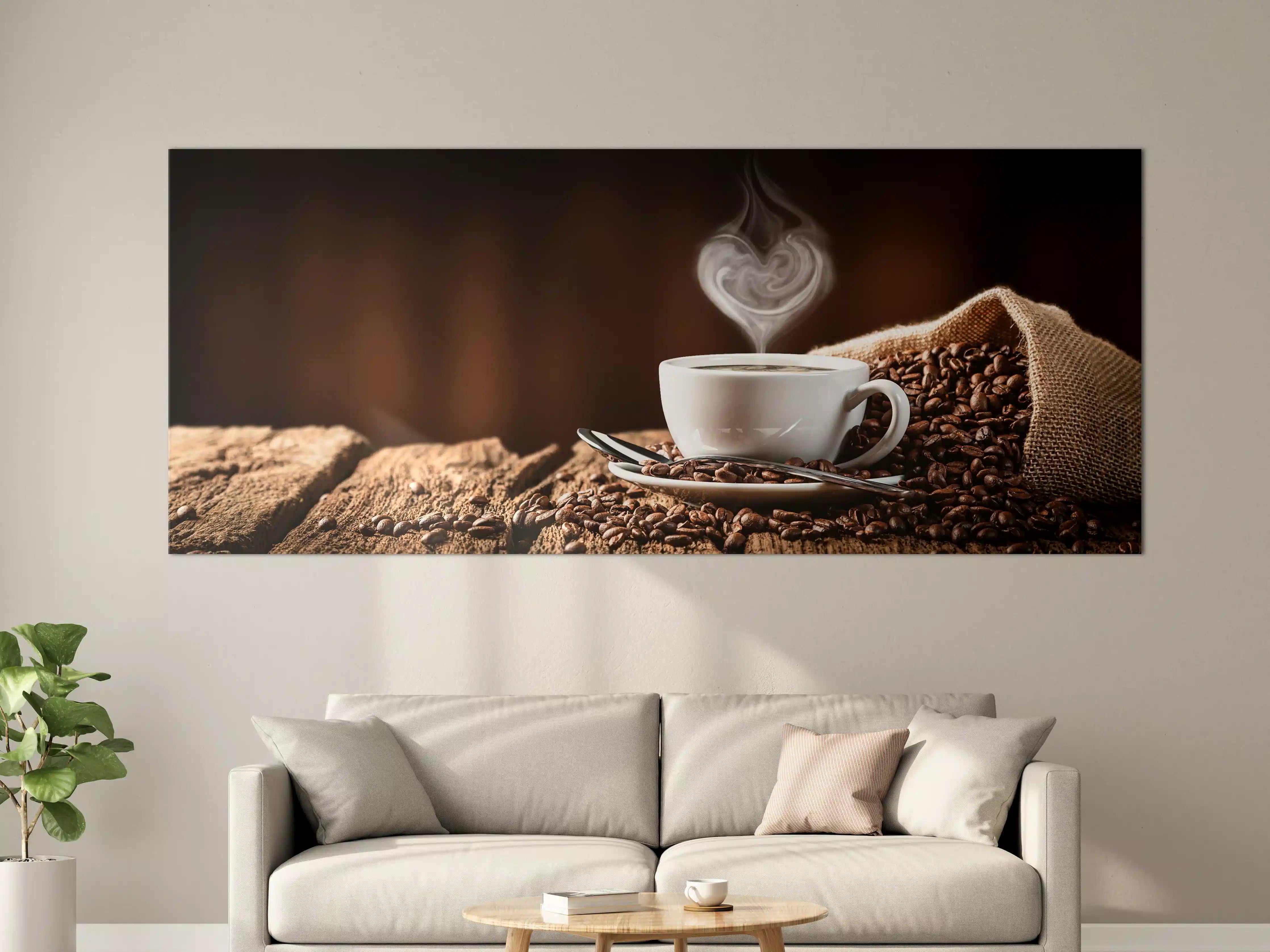 Große Wandbilder - Kaffeetasse mit herzförmigem Dampf
