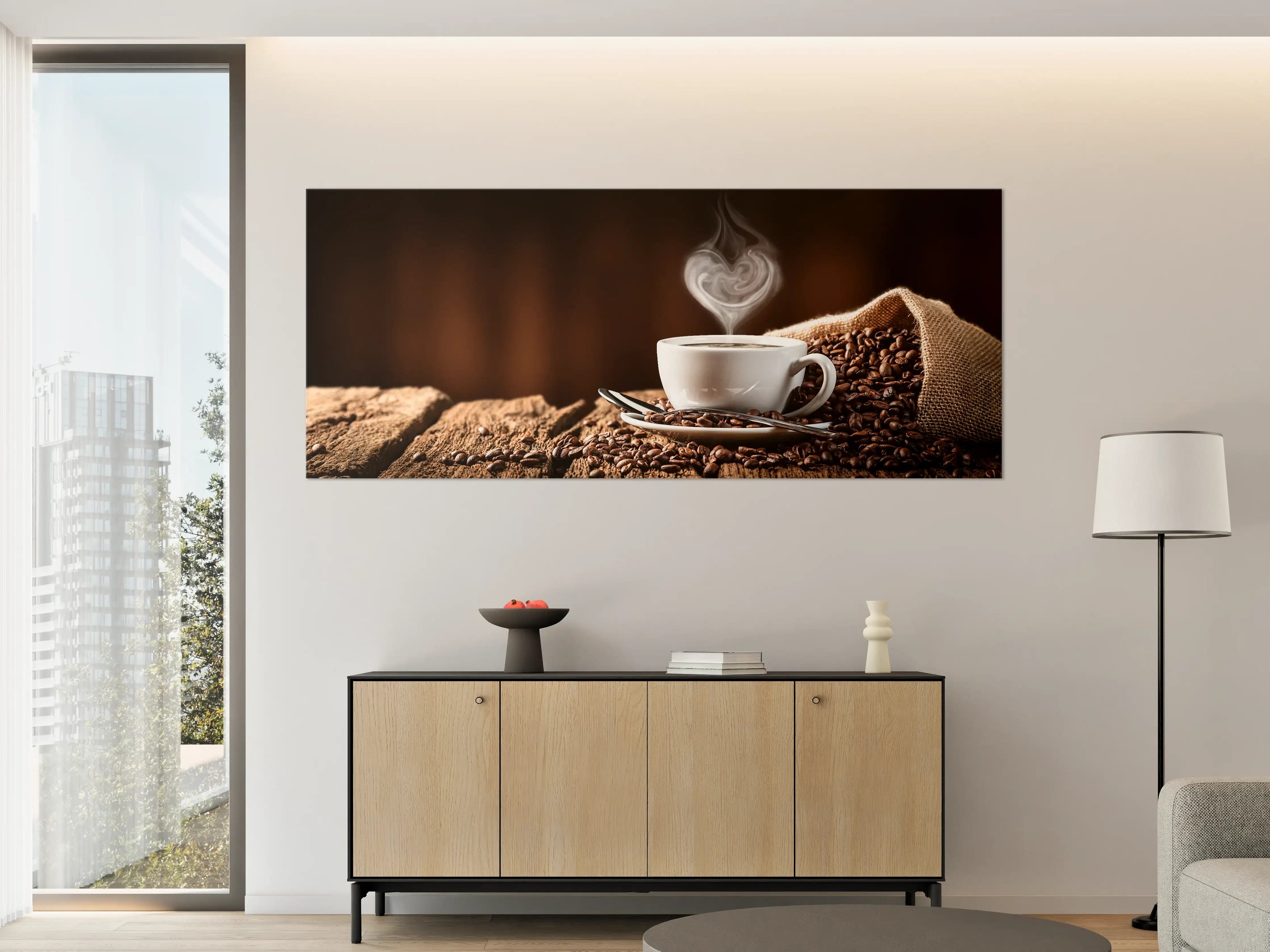 Große Wandbilder - Kaffeetasse mit herzförmigem Dampf