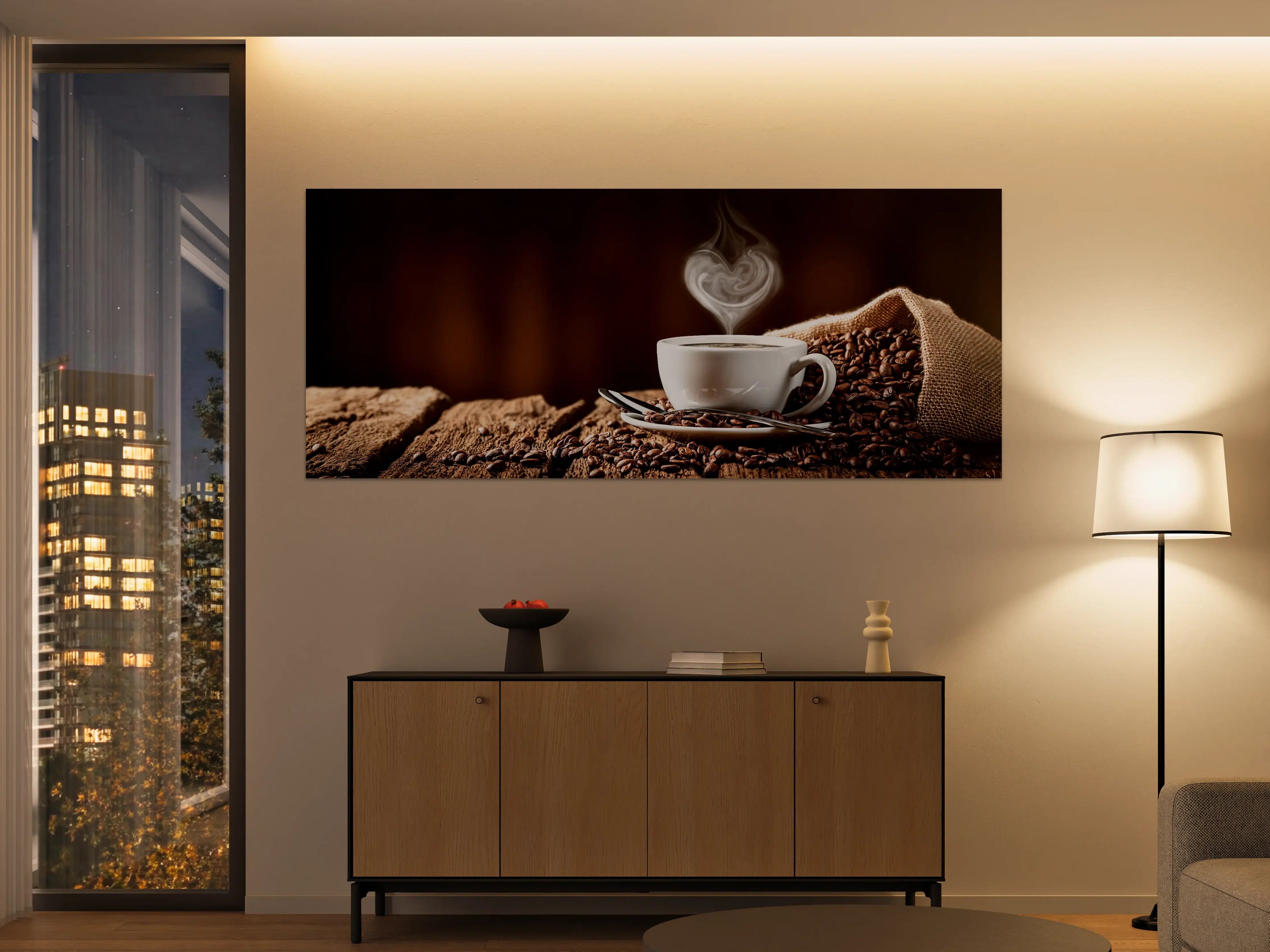 Große Wandbilder - Kaffeetasse mit herzförmigem Dampf