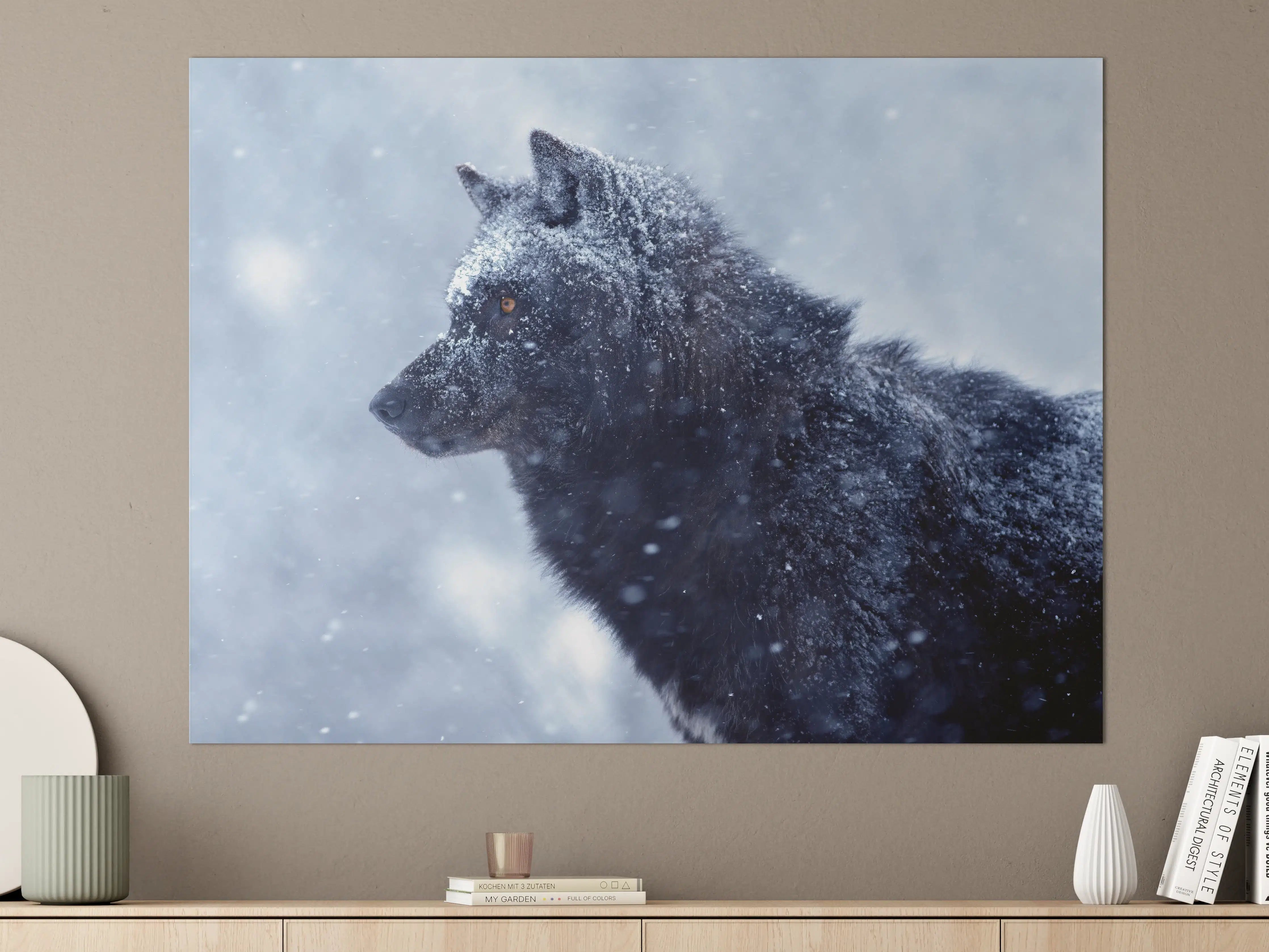 Große Wandbilder - Kanadischer Wolf im Schneefall