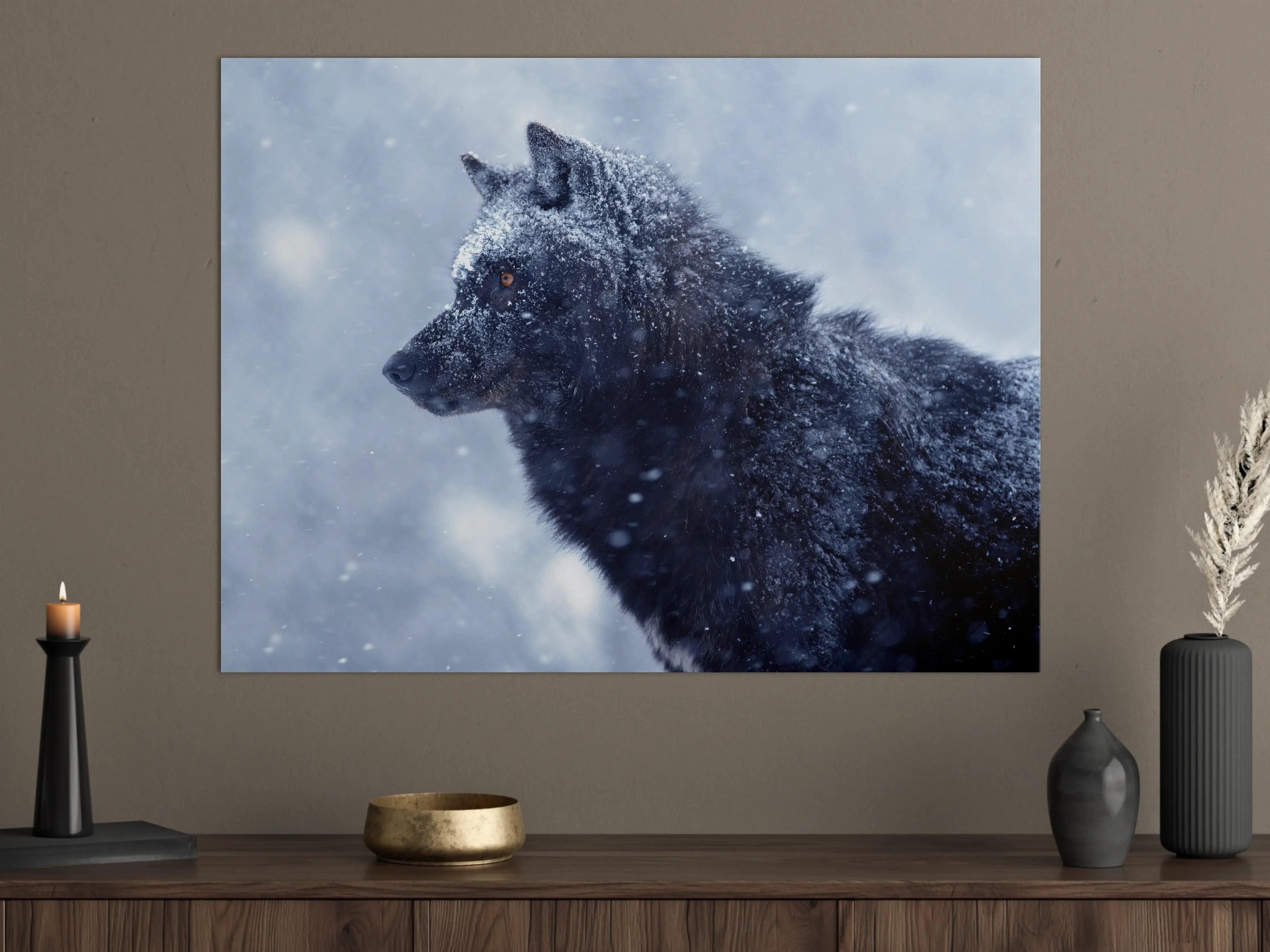 Große Wandbilder - Kanadischer Wolf im Schneefall