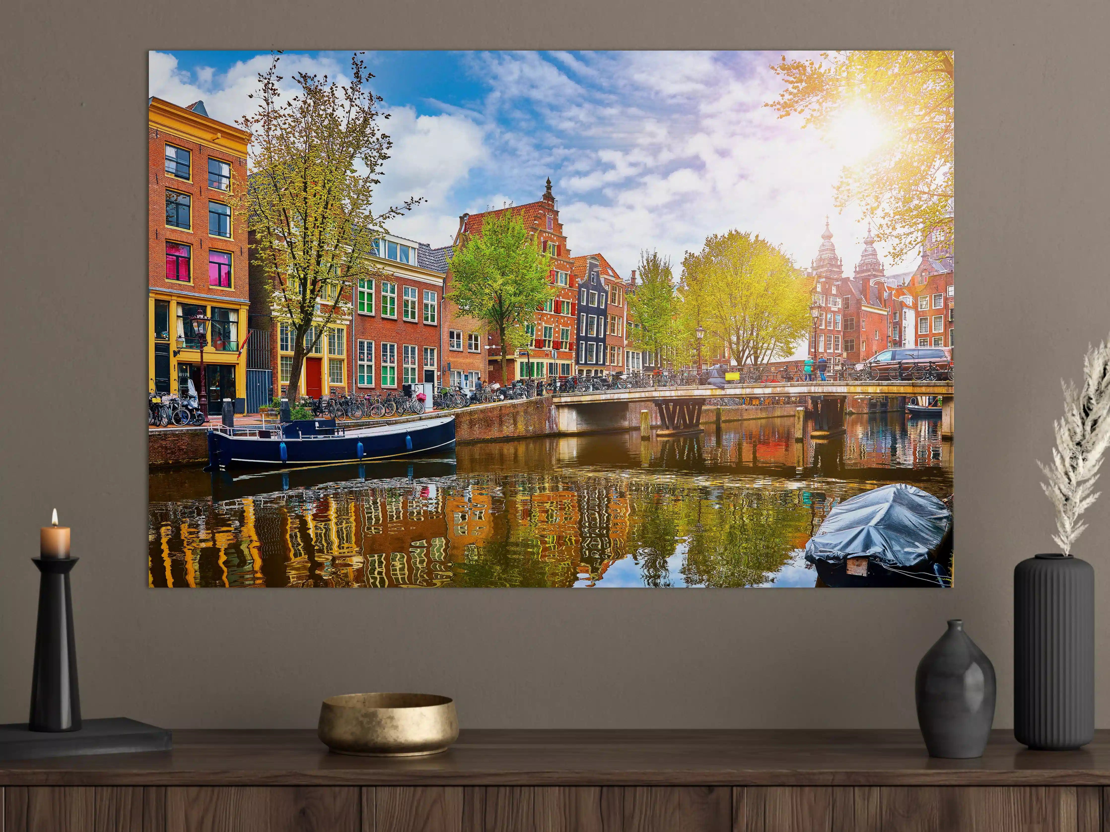 Große Wandbilder - Kanal in Amsterdam bei Tag