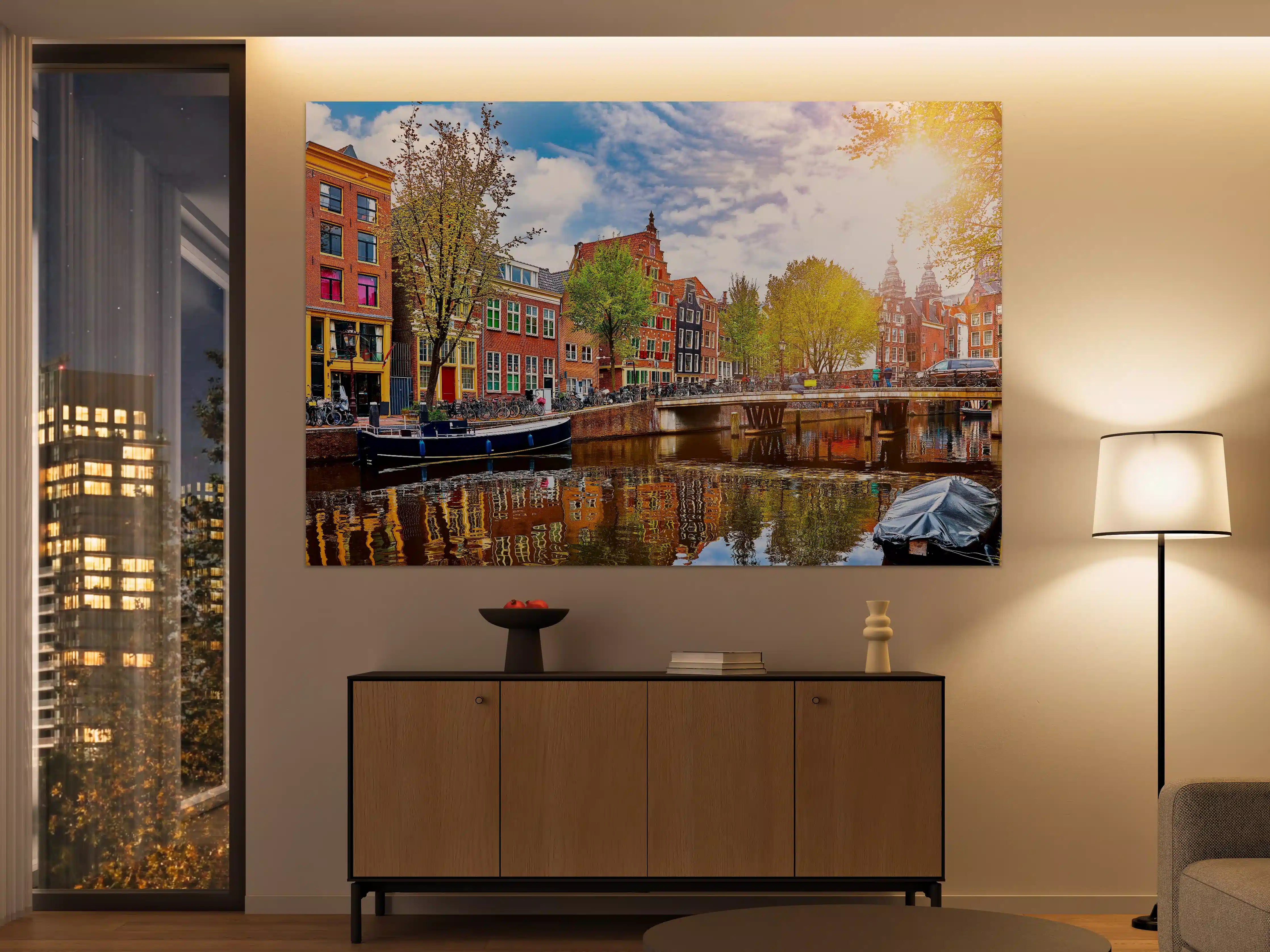 Große Wandbilder - Kanal in Amsterdam bei Tag