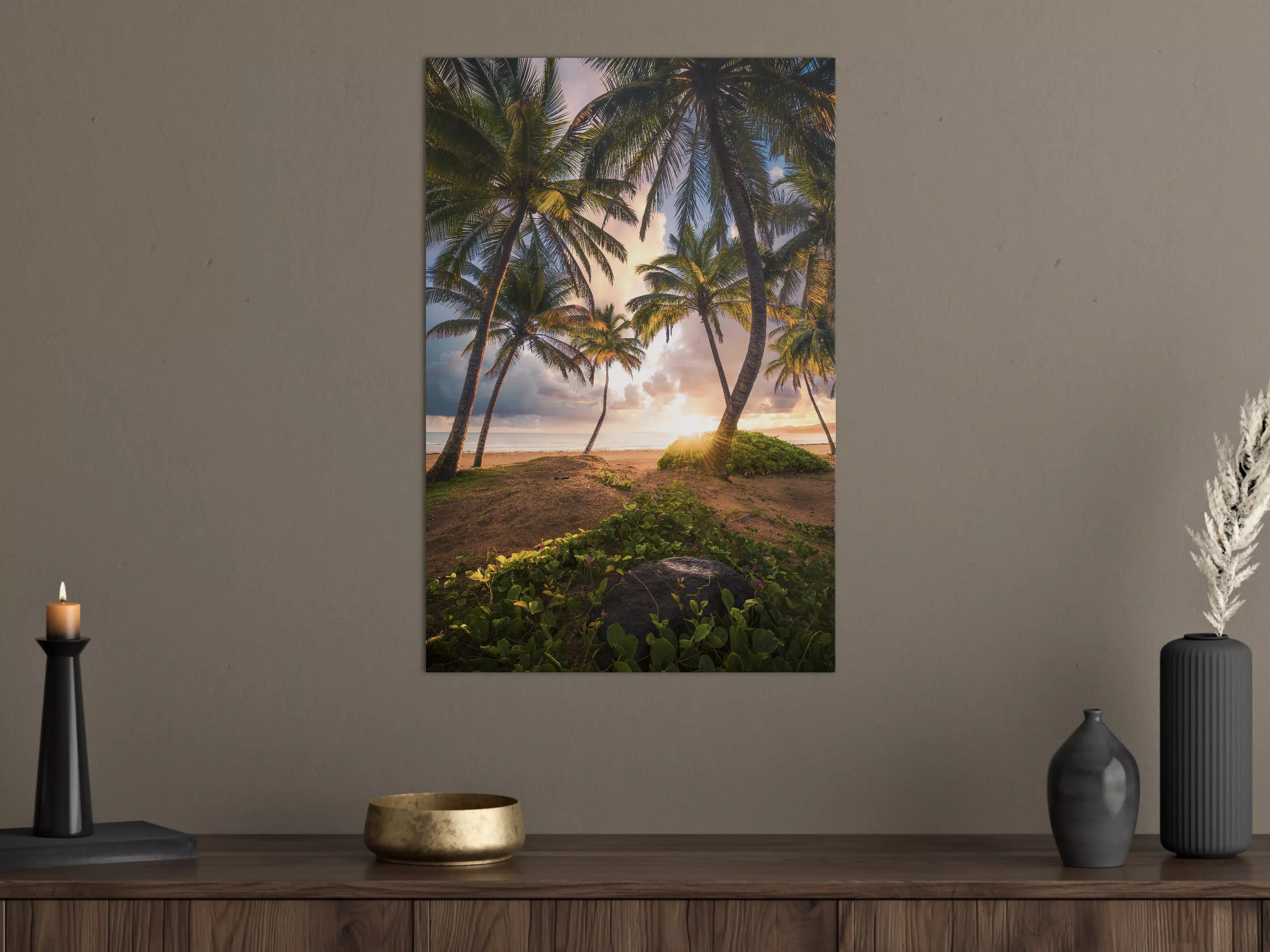 Große Wandbilder - Karibik Strand Sonnenaufgang Palmen