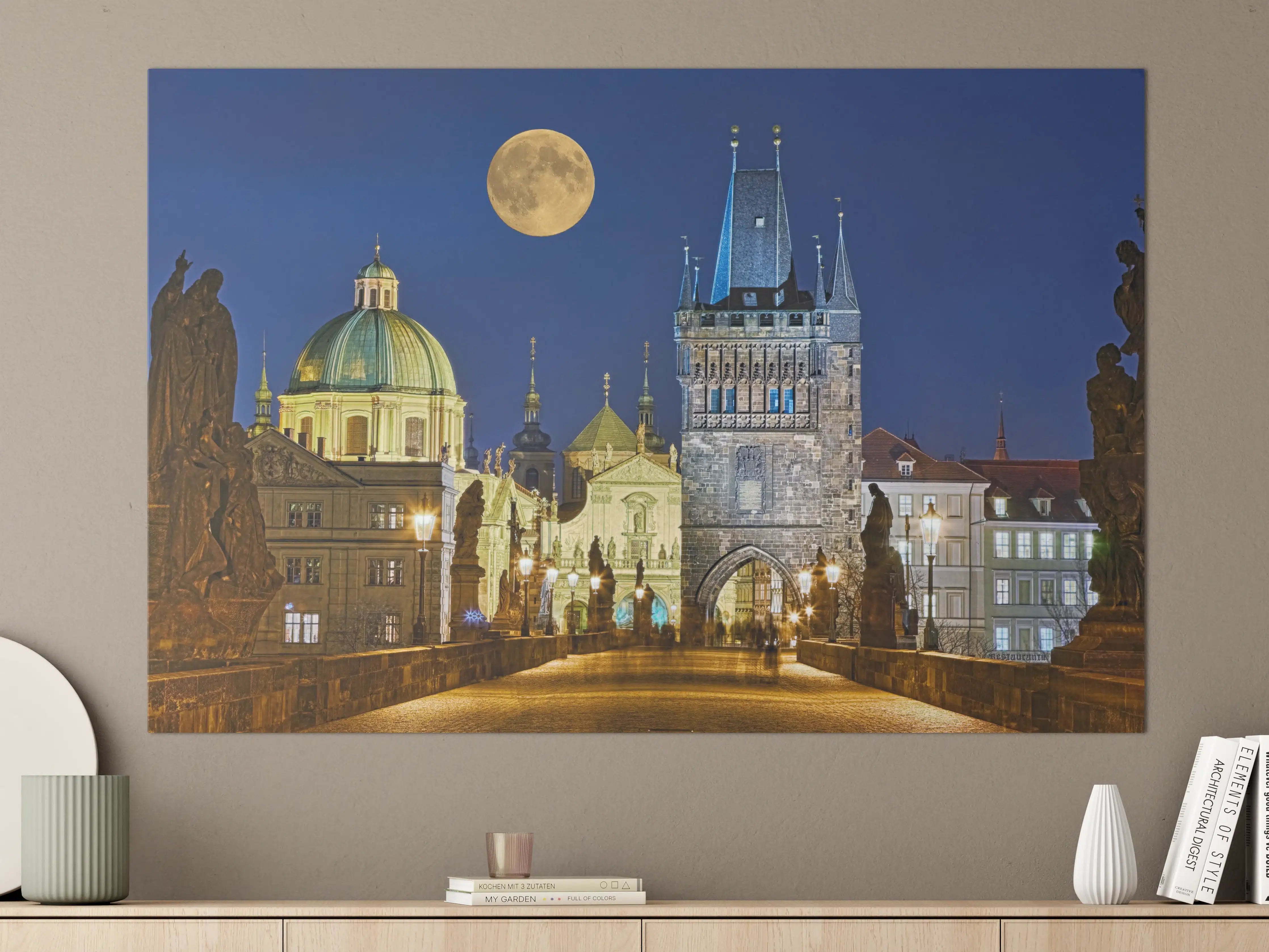 Große Wandbilder - Karlsbrücke Prag beleuchtet