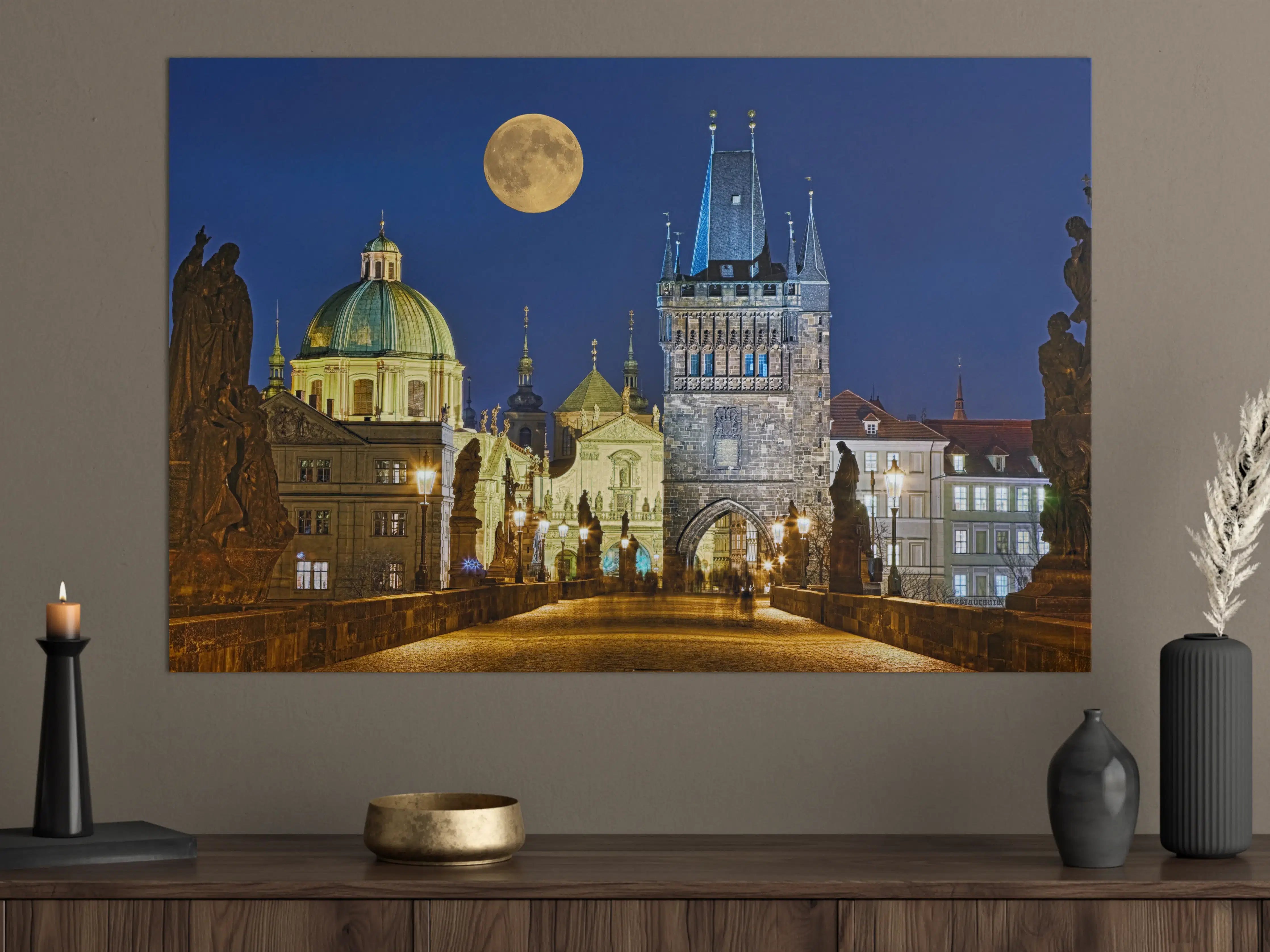 Große Wandbilder - Karlsbrücke Prag beleuchtet