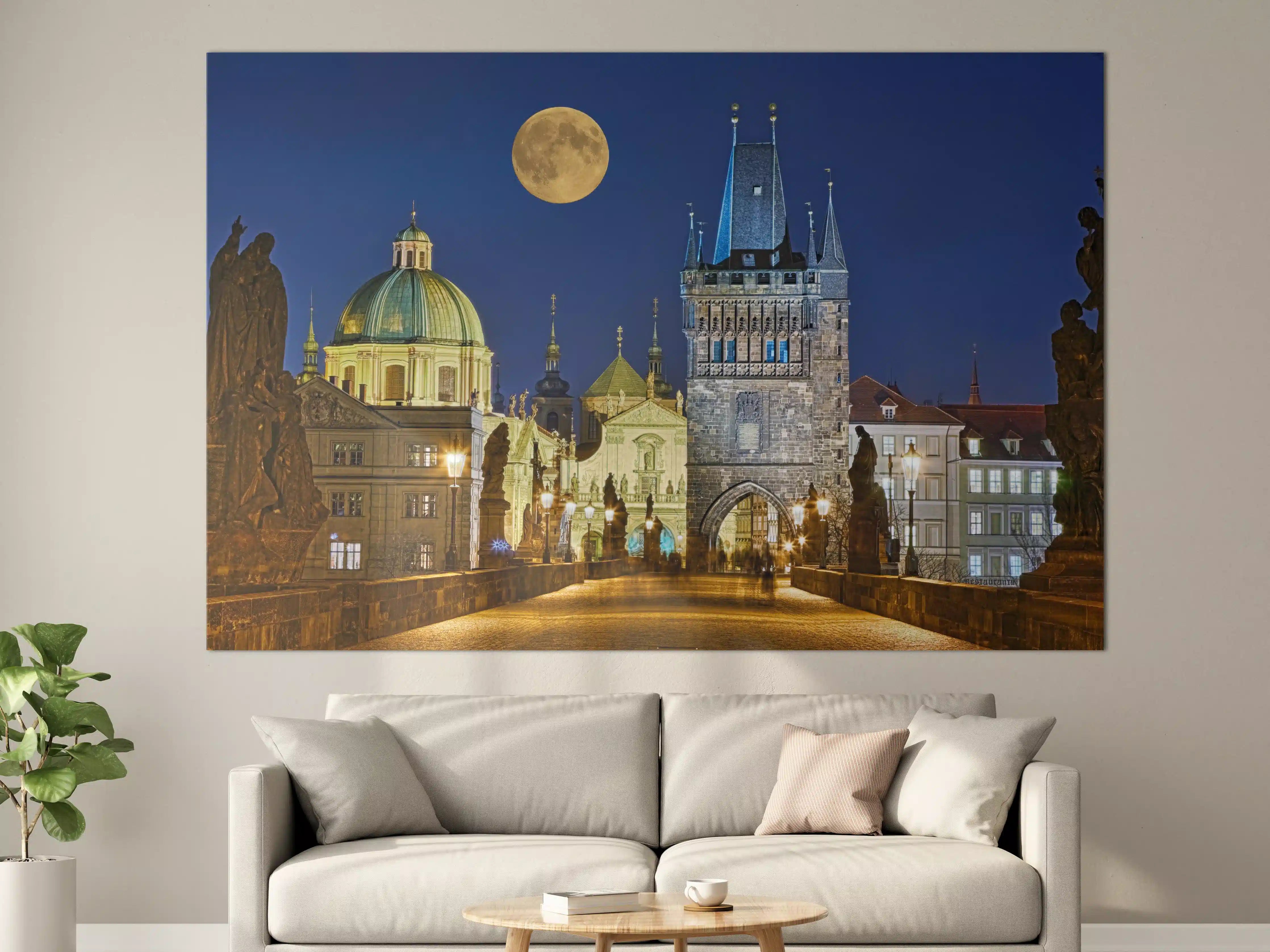 Große Wandbilder - Karlsbrücke Prag beleuchtet