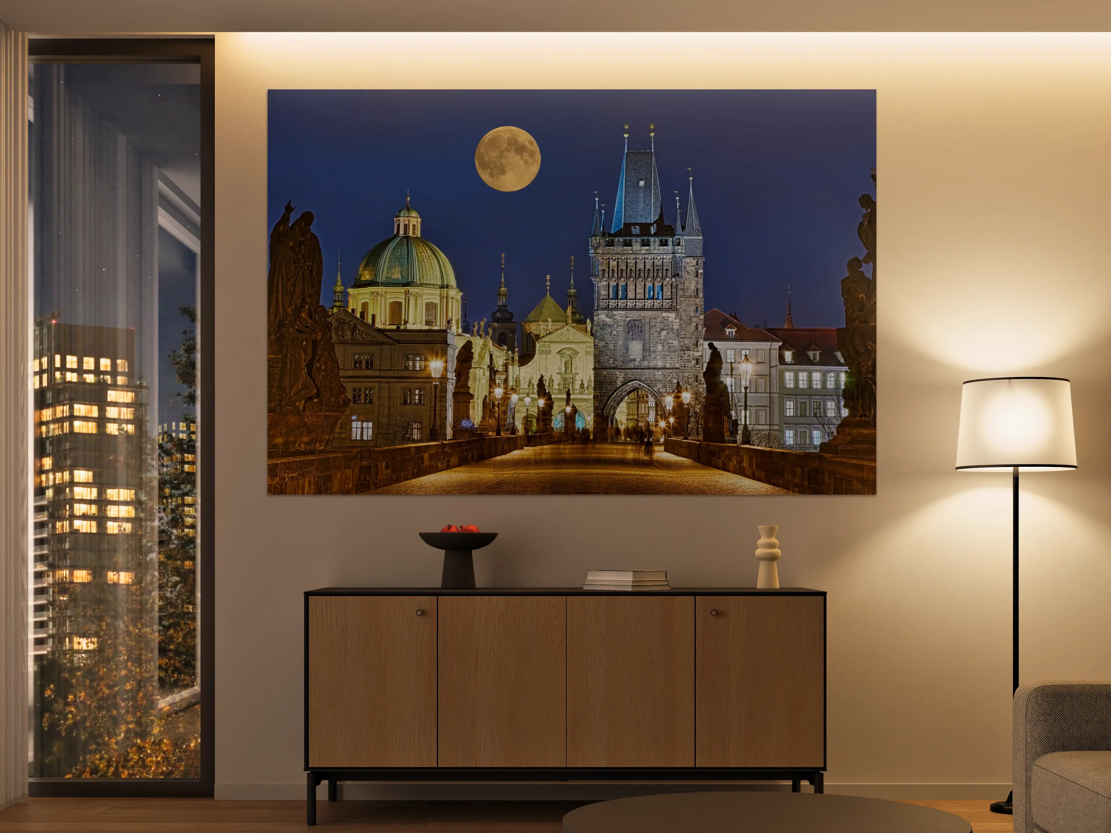 Große Wandbilder - Karlsbrücke Prag beleuchtet