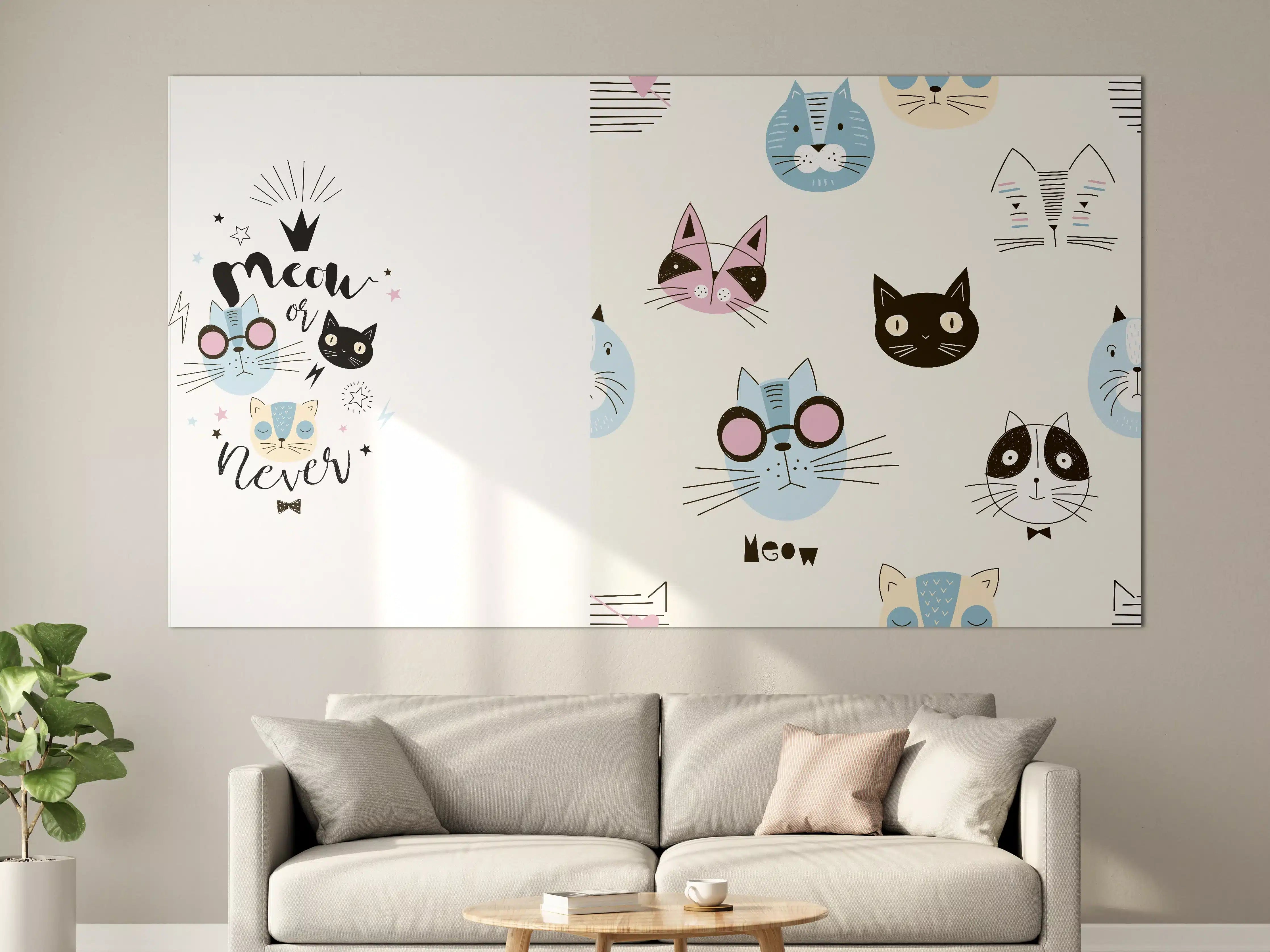 Große Wandbilder - Katzen-Muster Pyjama-Set