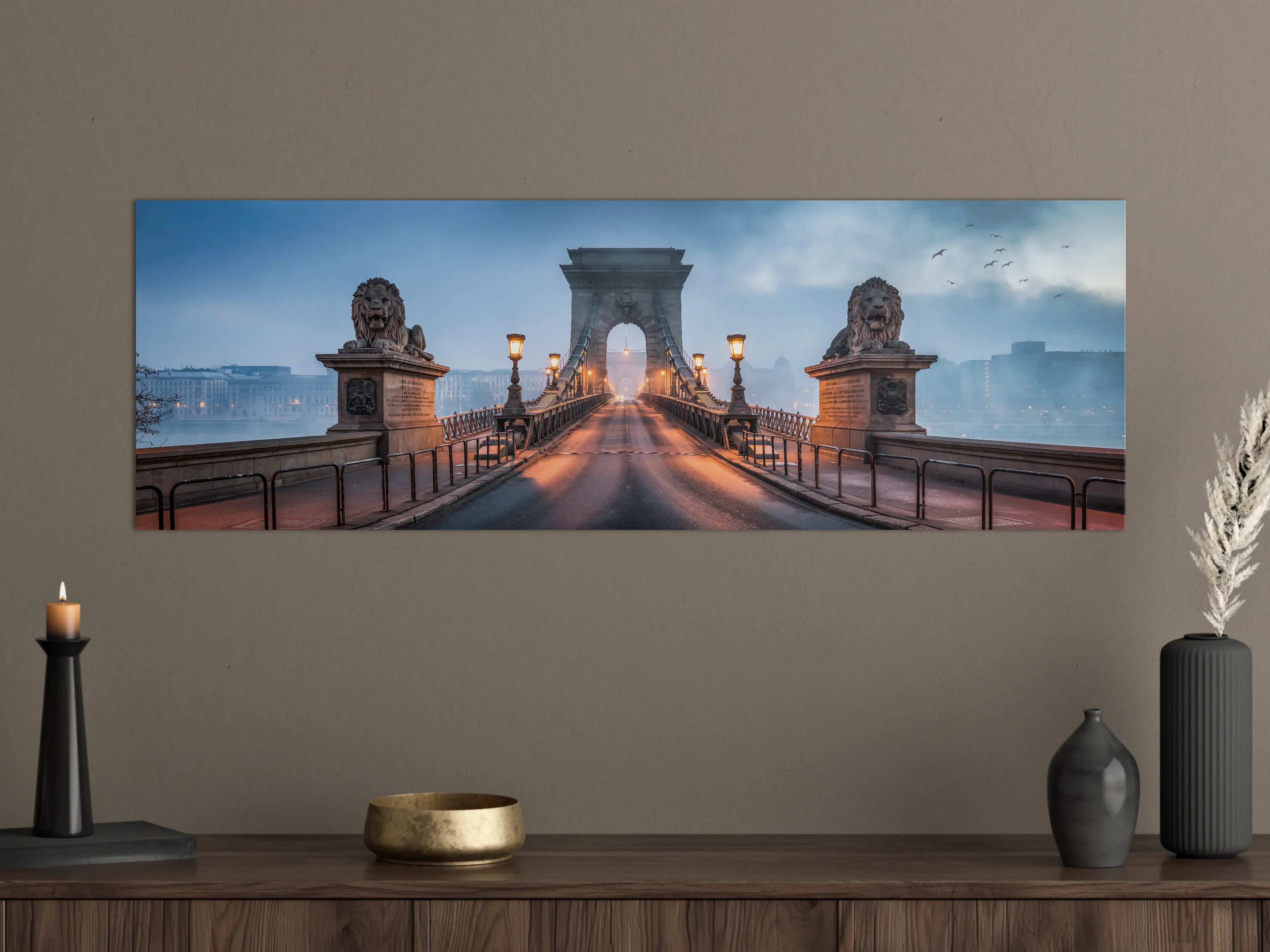 Große Wandbilder - Kettenbrücke Panorama in Budapest