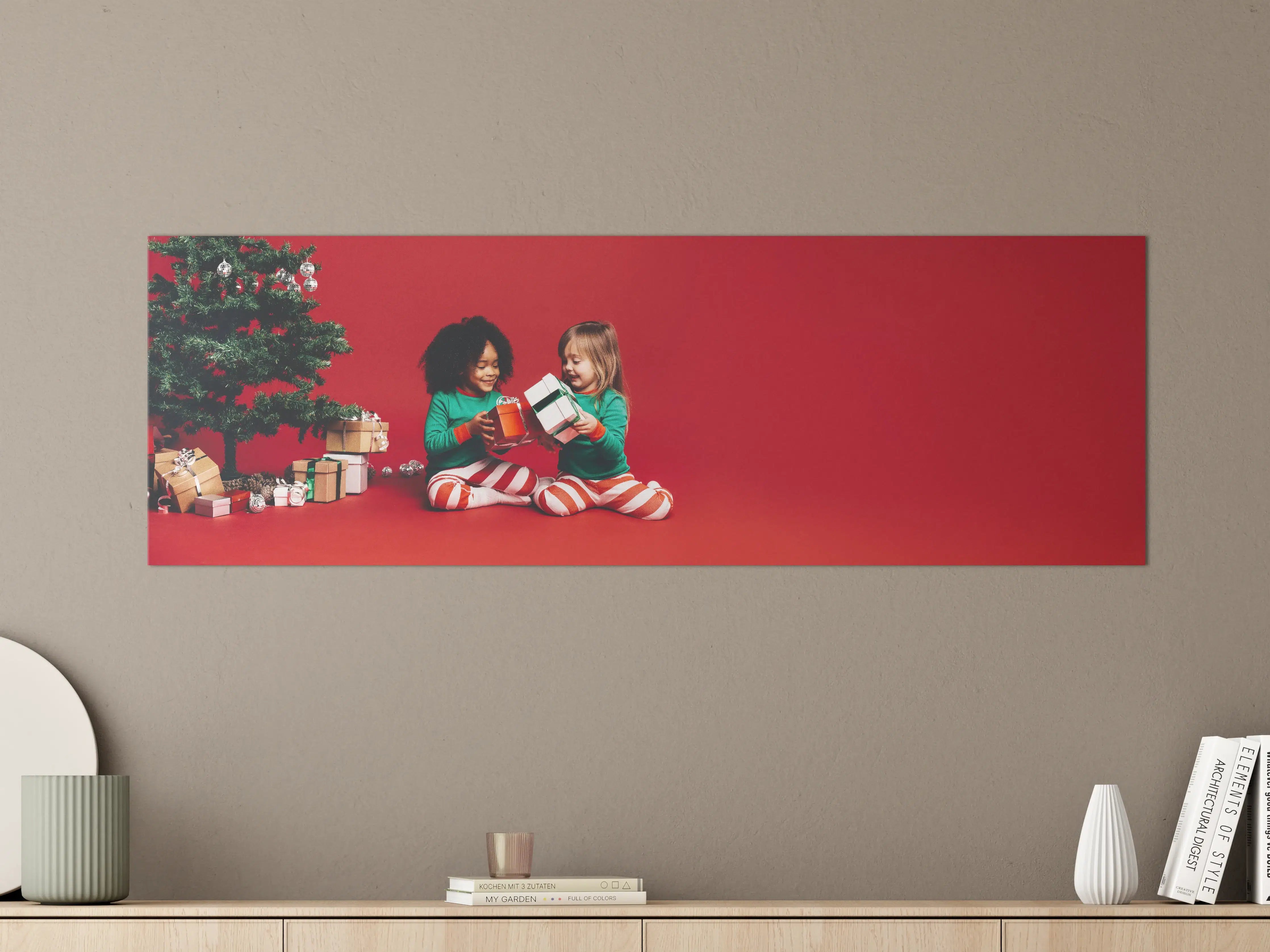 Große Wandbilder - Kinder geben Weihnachtsgeschenke