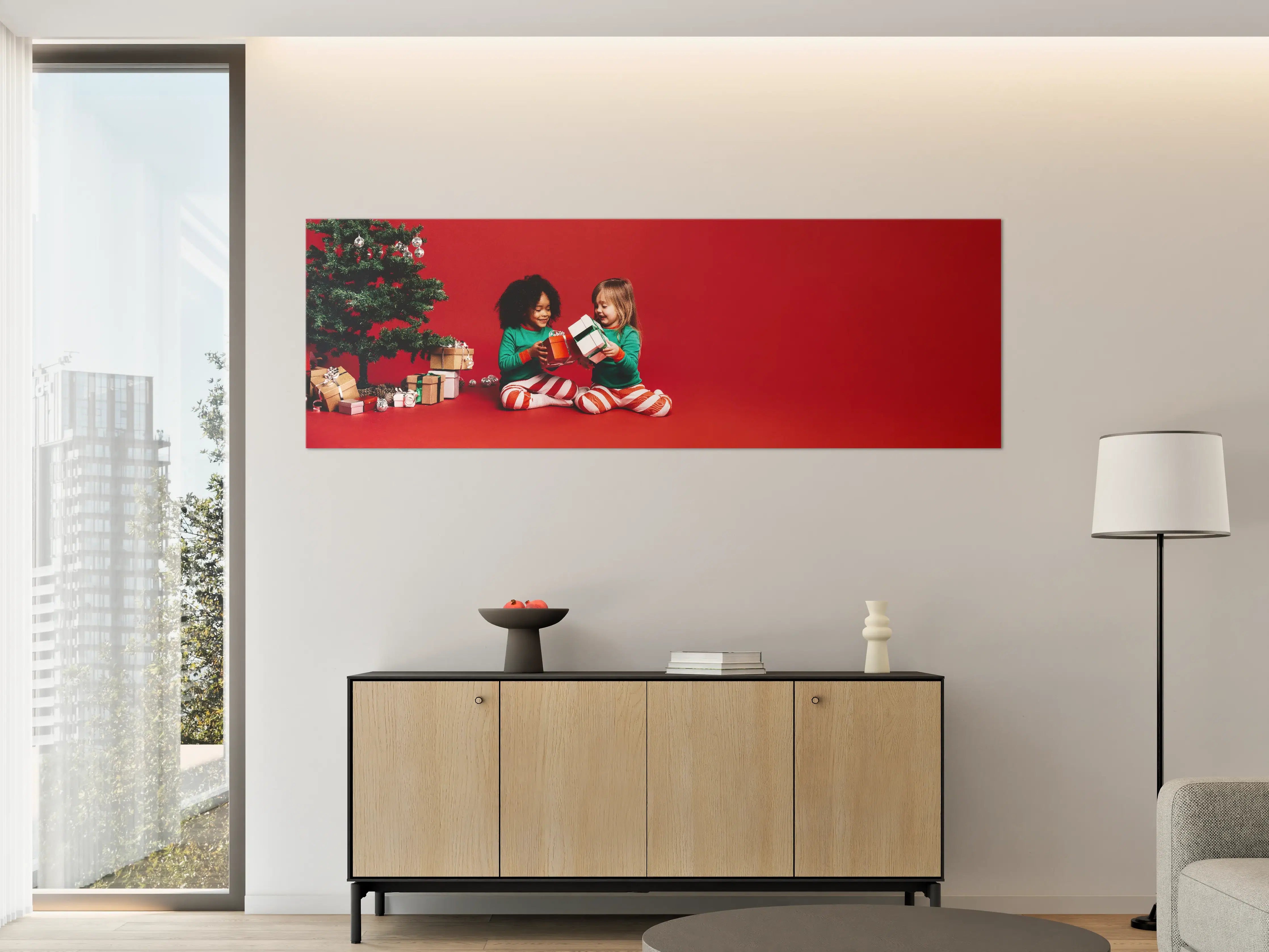 Große Wandbilder - Kinder geben Weihnachtsgeschenke