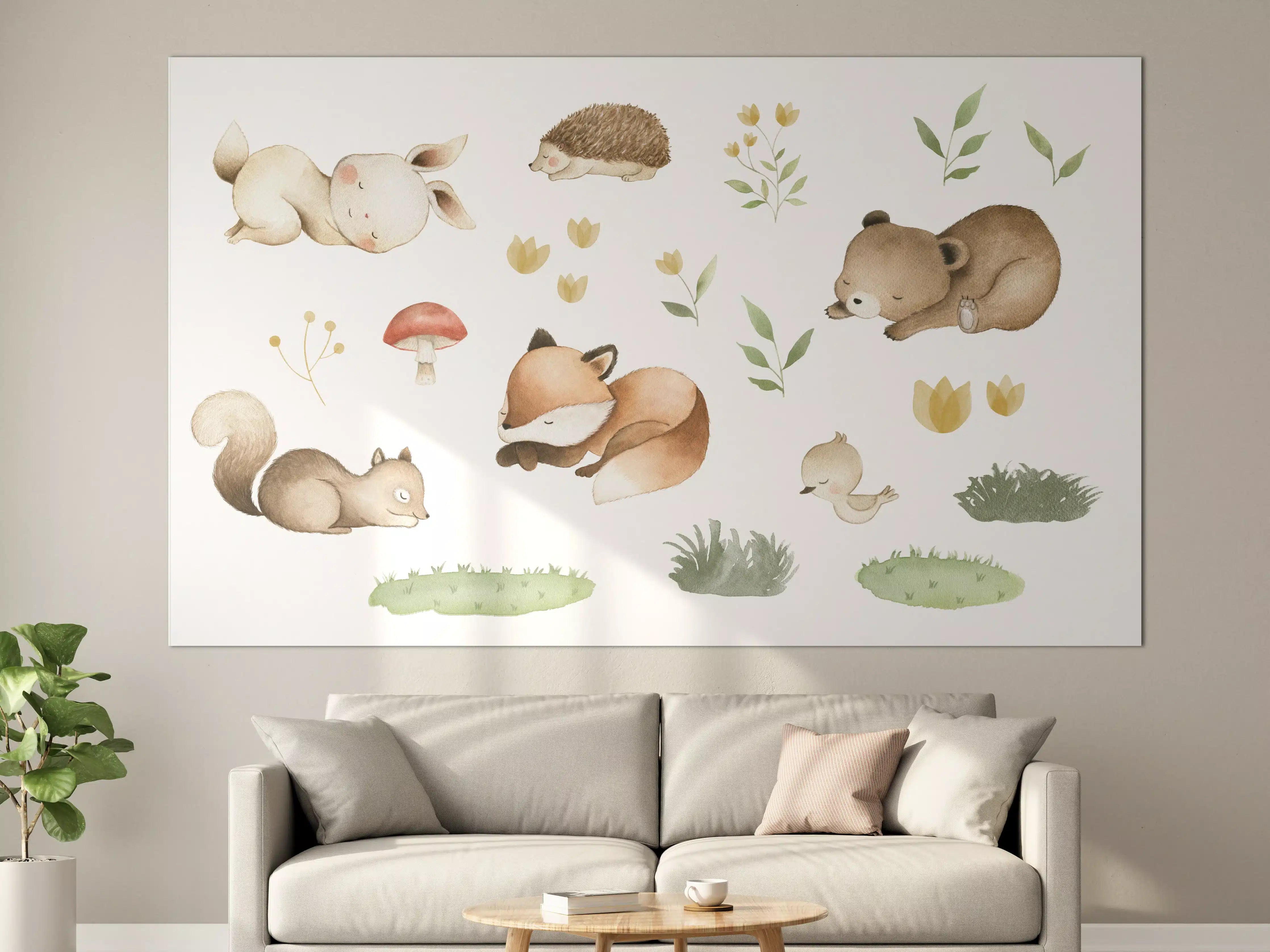 Große Wandbilder - Kindermotiv - Schlafende Tierchen