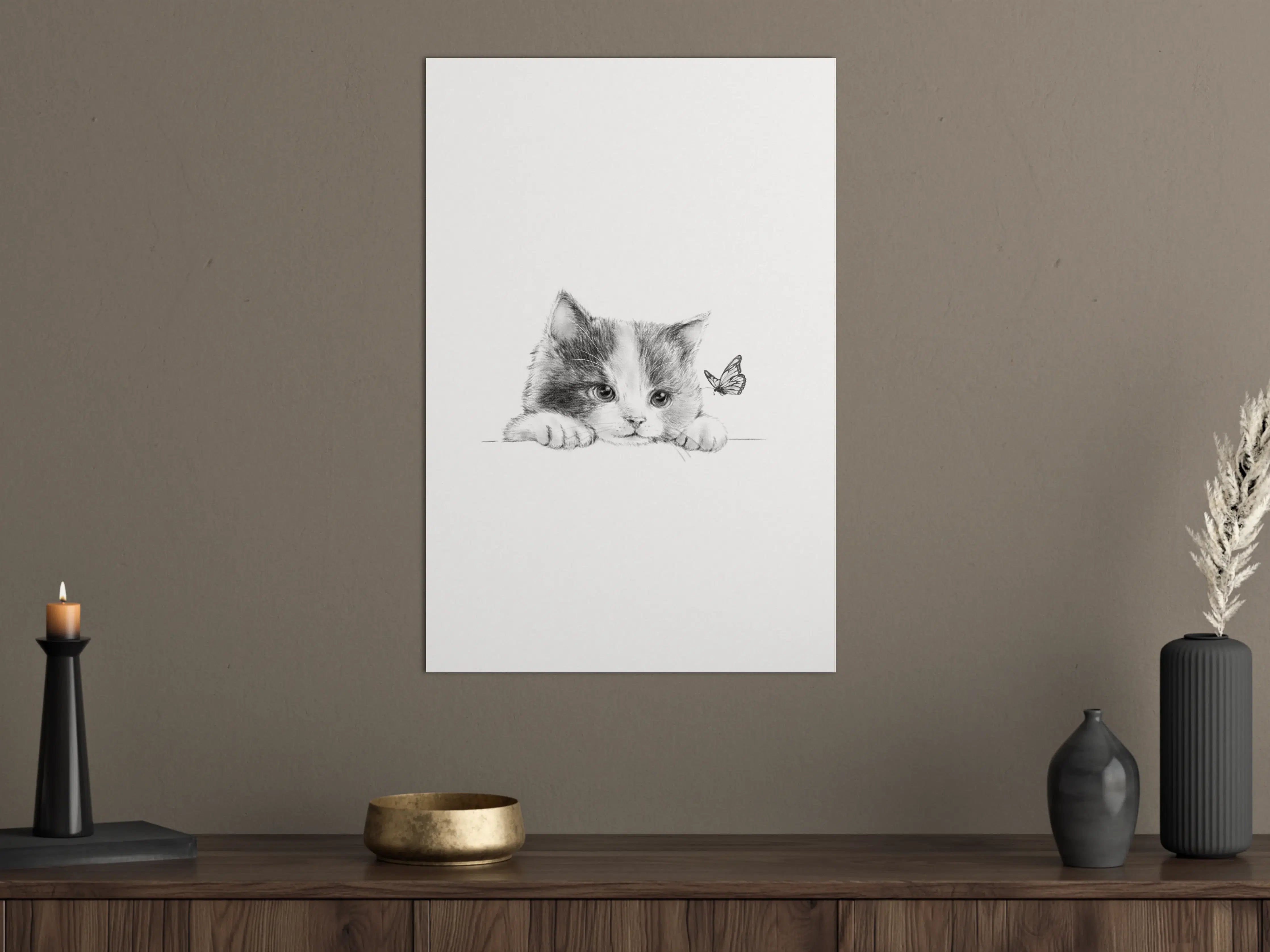 Große Wandbilder - Kindermotiv einer Katze - schwarz-weiß