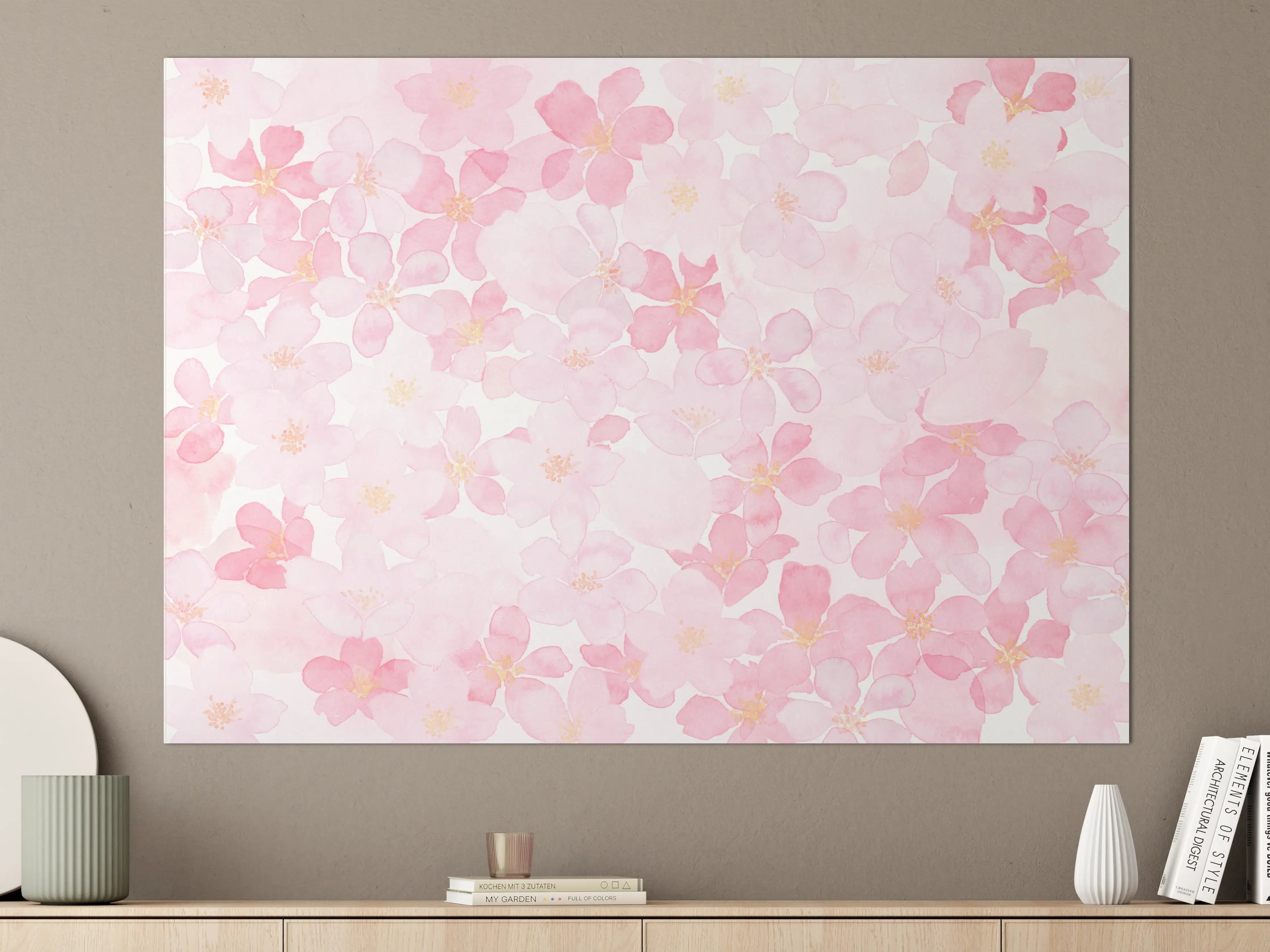 Große Wandbilder - Kirschblüten auf weißem Hintergrund