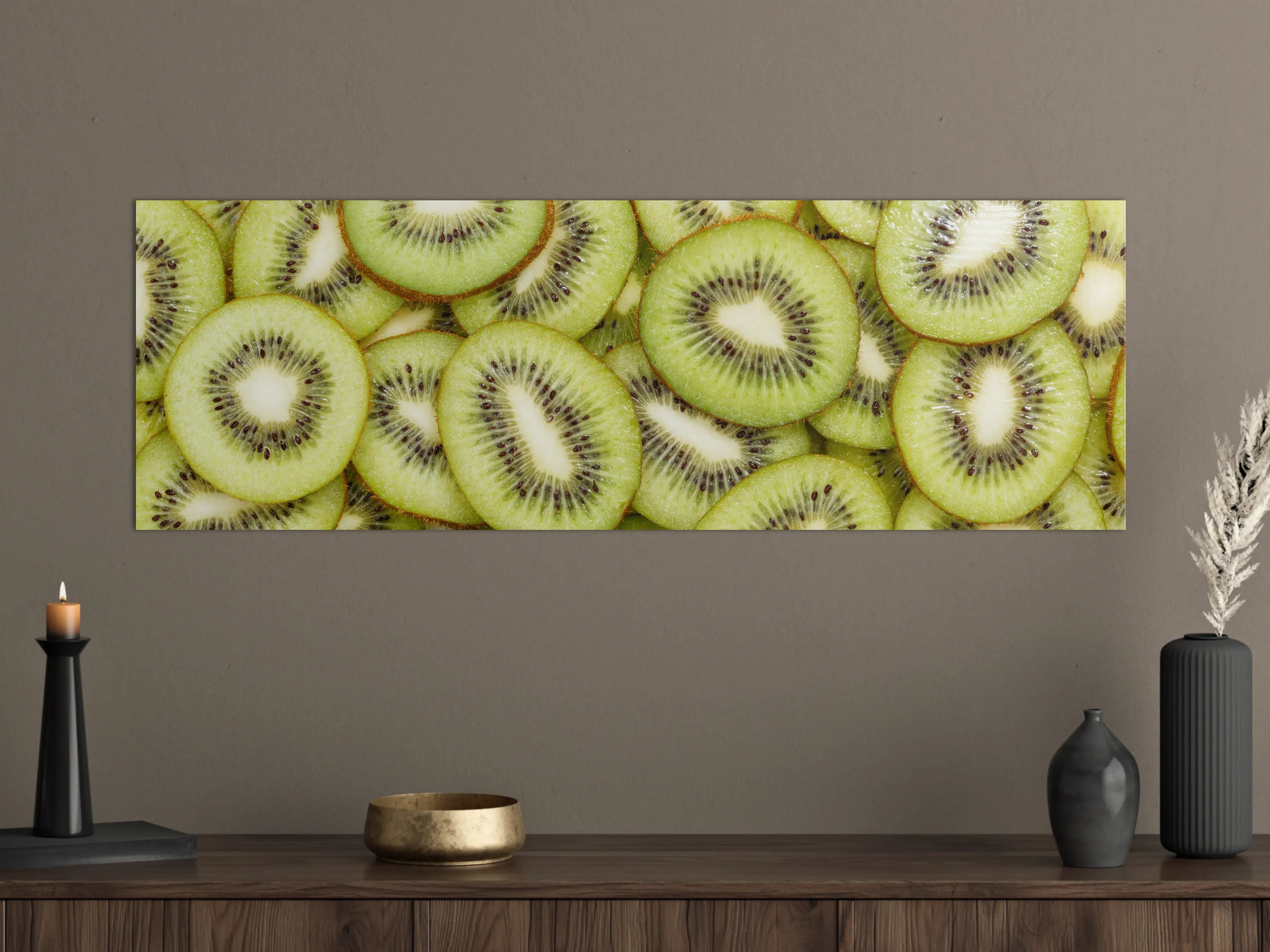 Große Wandbilder - Kiwi-Scheiben Grün Fruchtmuster