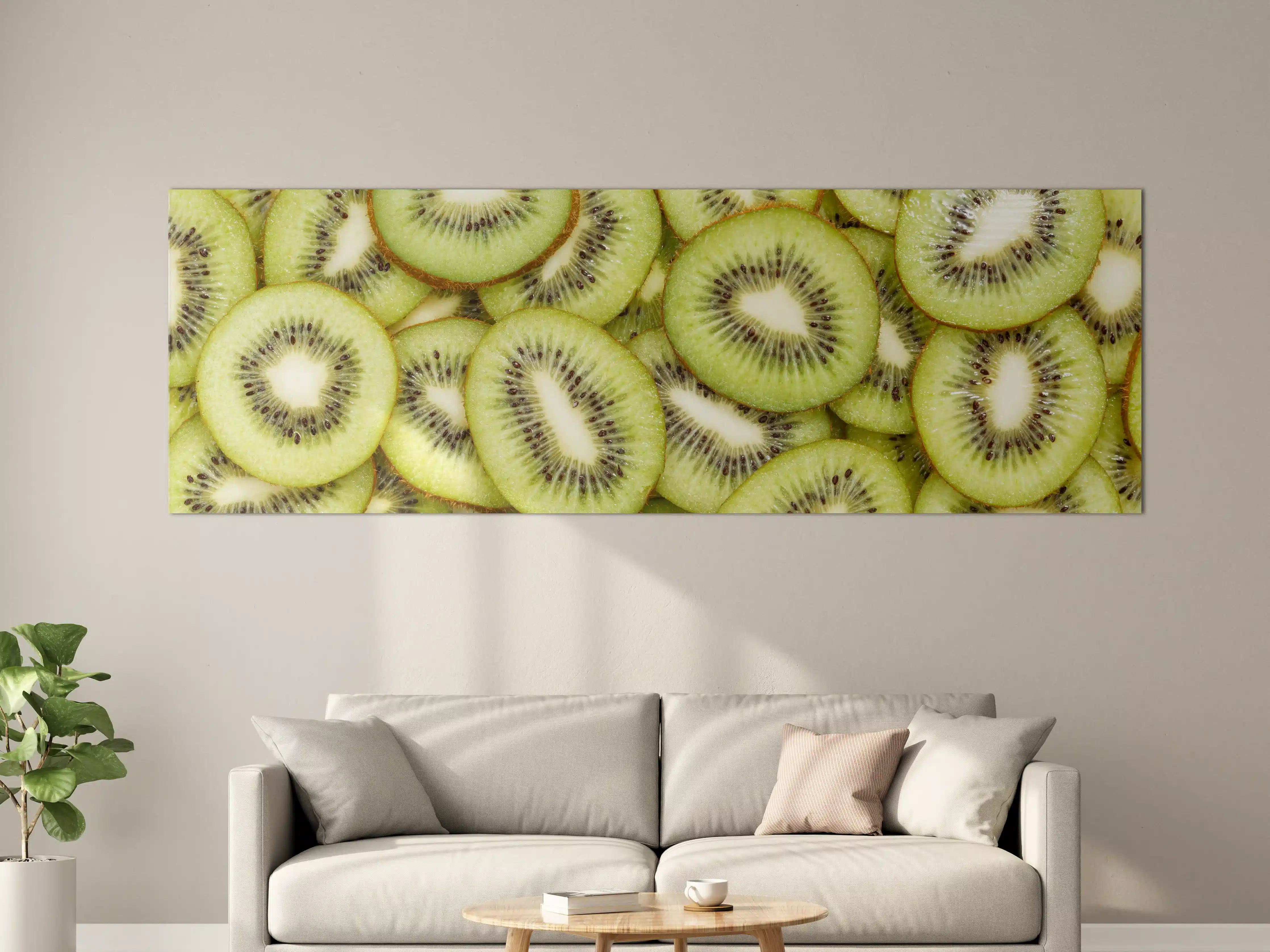 Große Wandbilder - Kiwi-Scheiben Grün Fruchtmuster