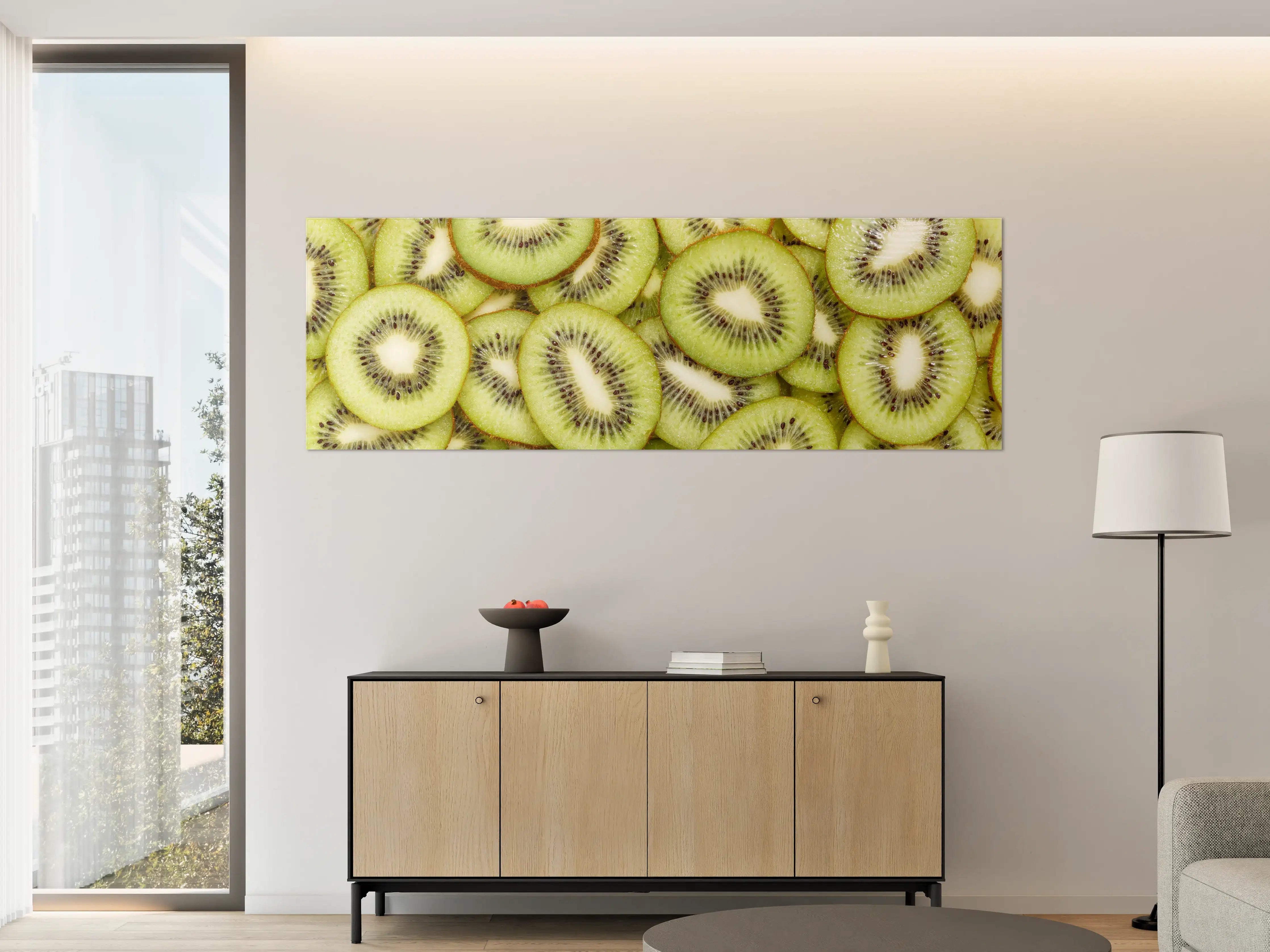 Große Wandbilder - Kiwi-Scheiben Grün Fruchtmuster