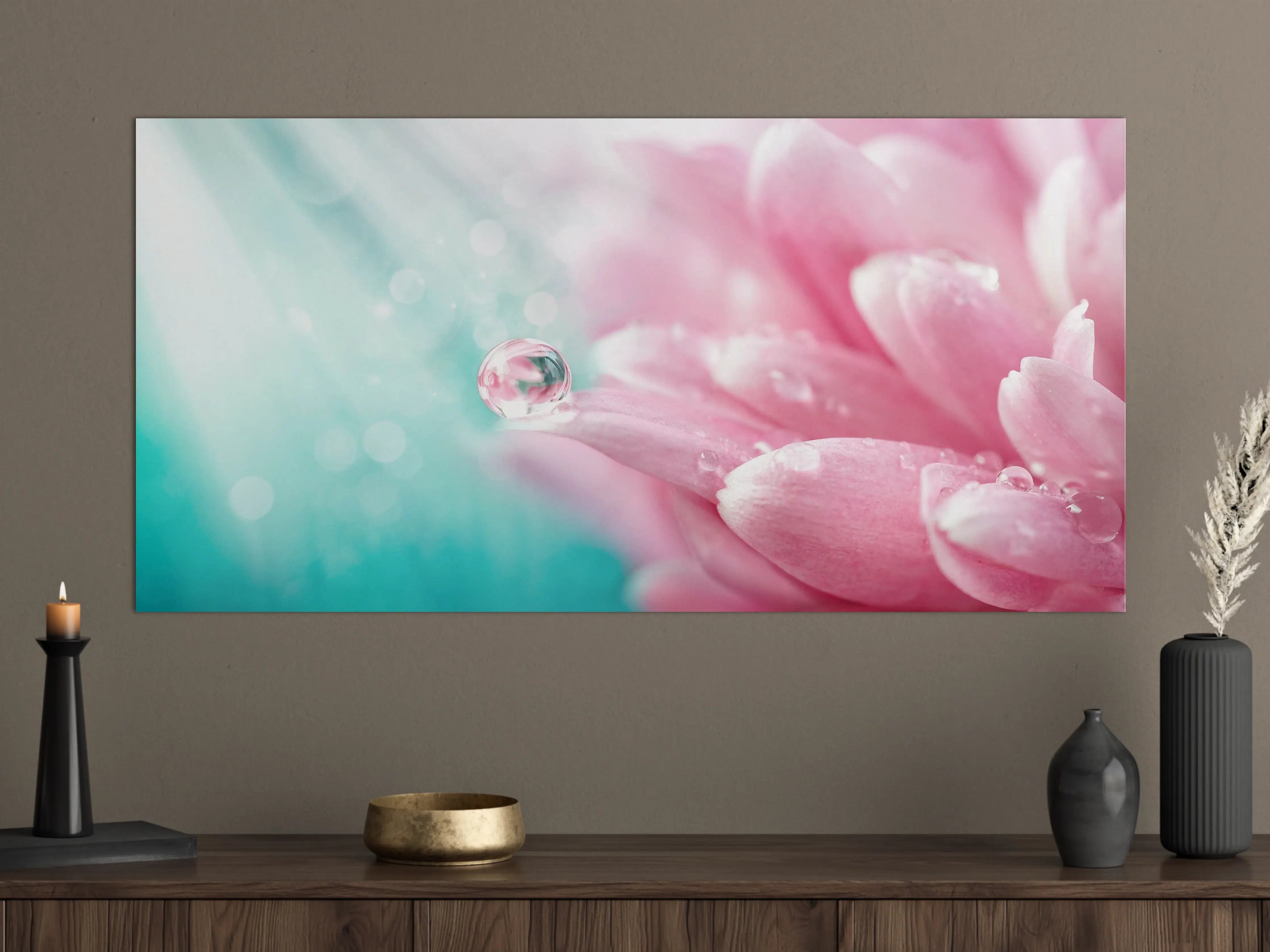 Große Wandbilder - Klarer Wassertropfen auf Chrysantheme