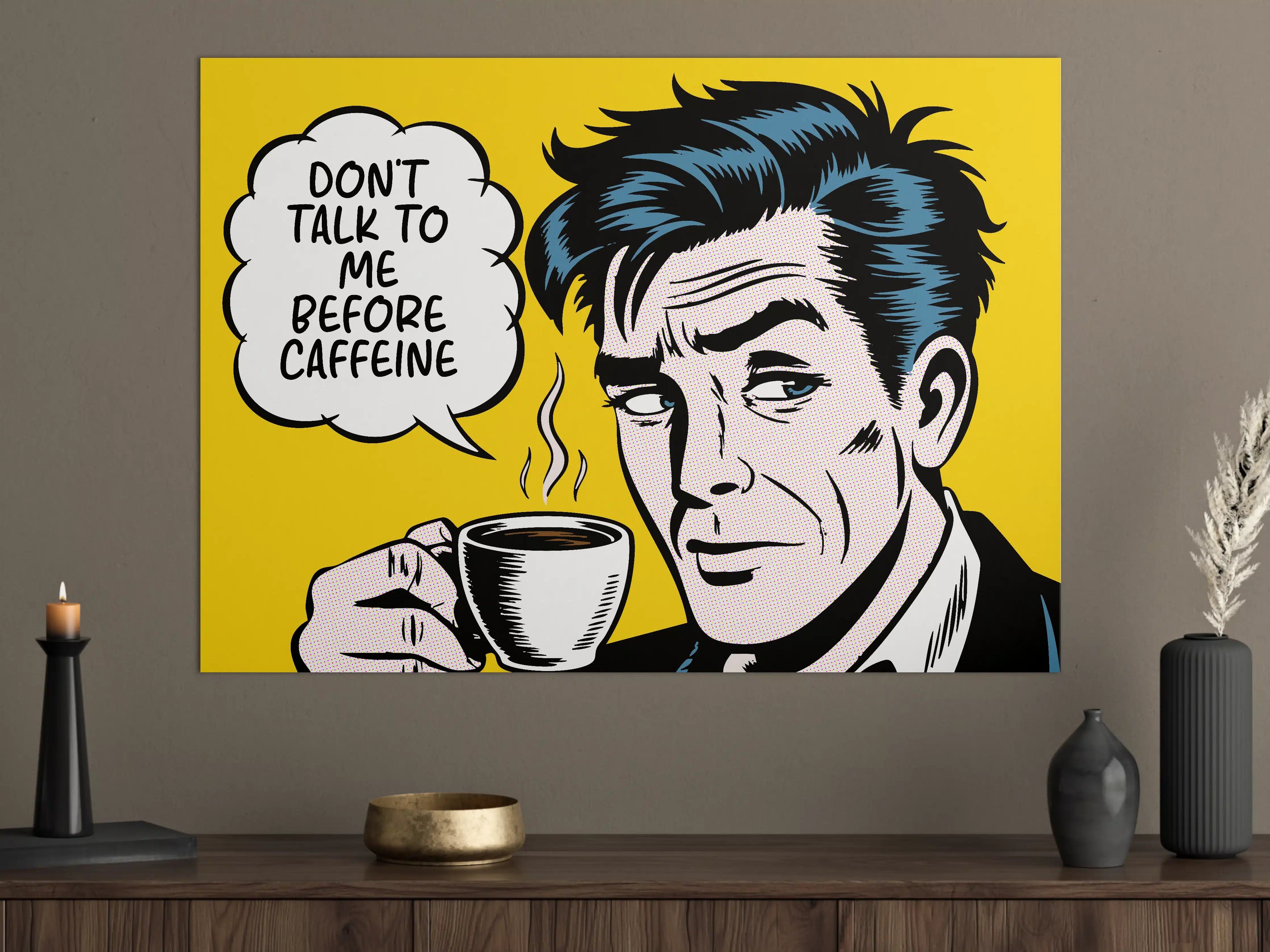 Große Wandbilder - Klares Kaffeegesicht im Pop-Art-Stil