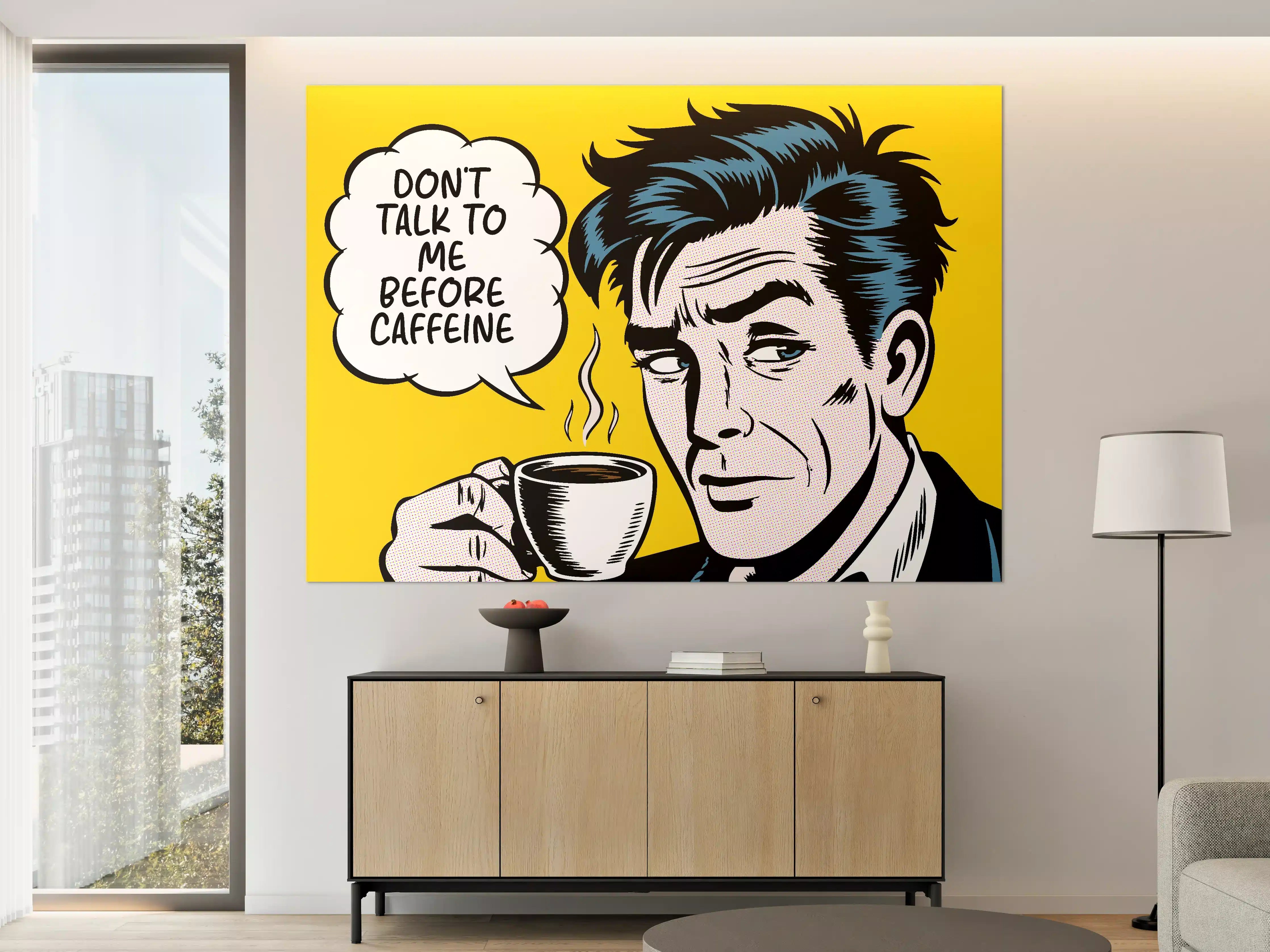 Große Wandbilder - Klares Kaffeegesicht im Pop-Art-Stil