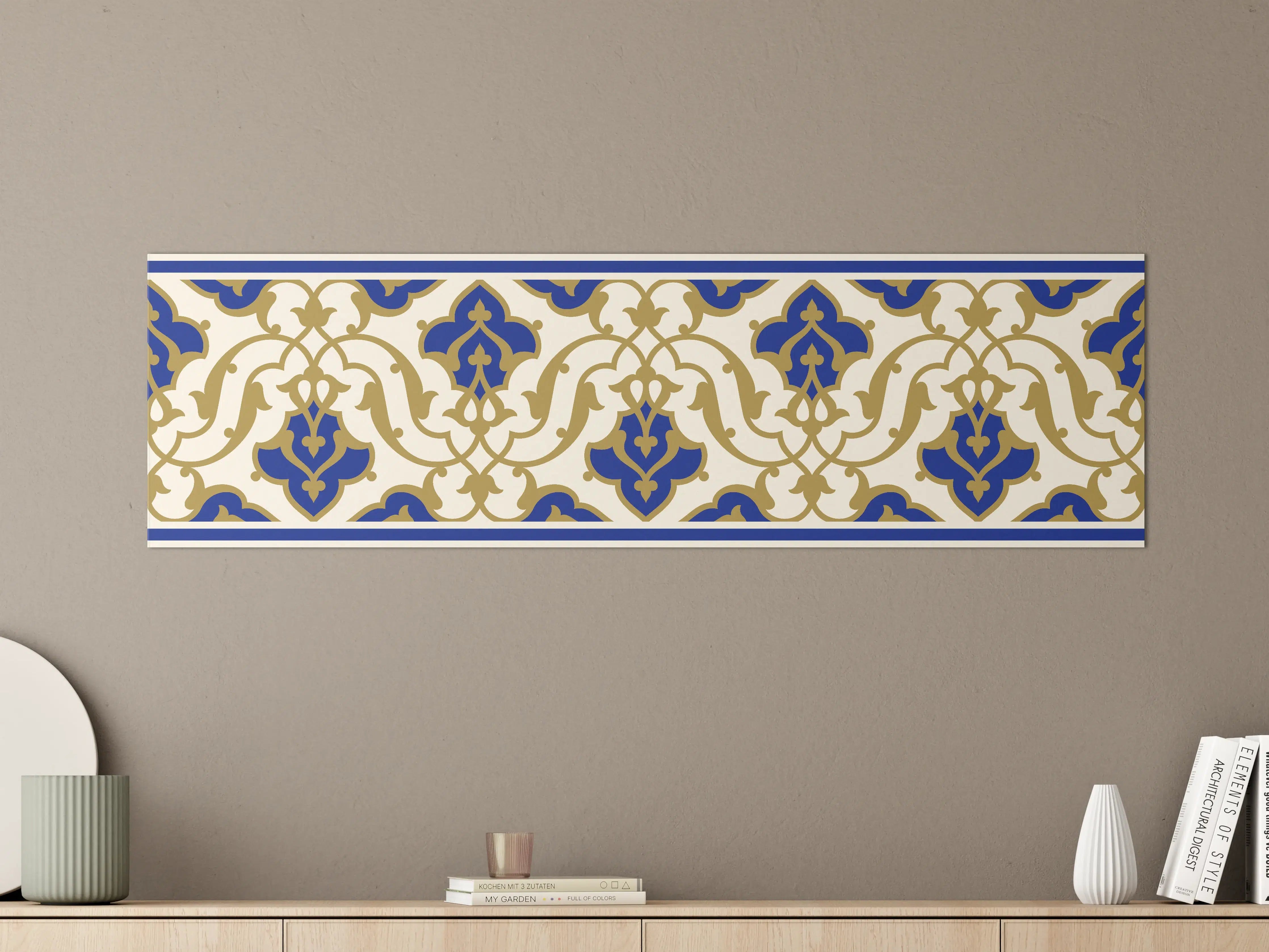 Große Wandbilder - Klassische Fliesenmuster in Blau und Gold