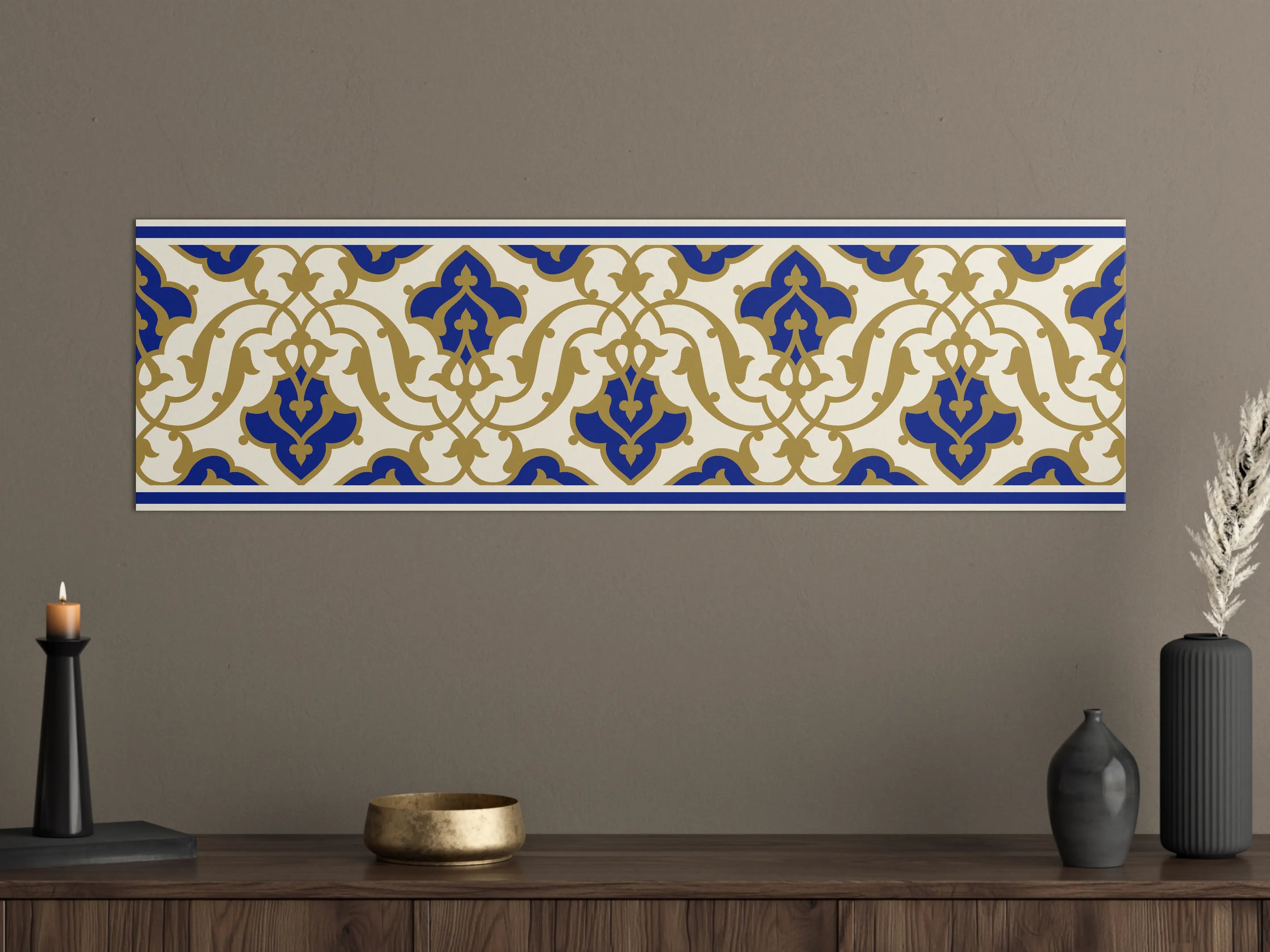 Große Wandbilder - Klassische Fliesenmuster in Blau und Gold