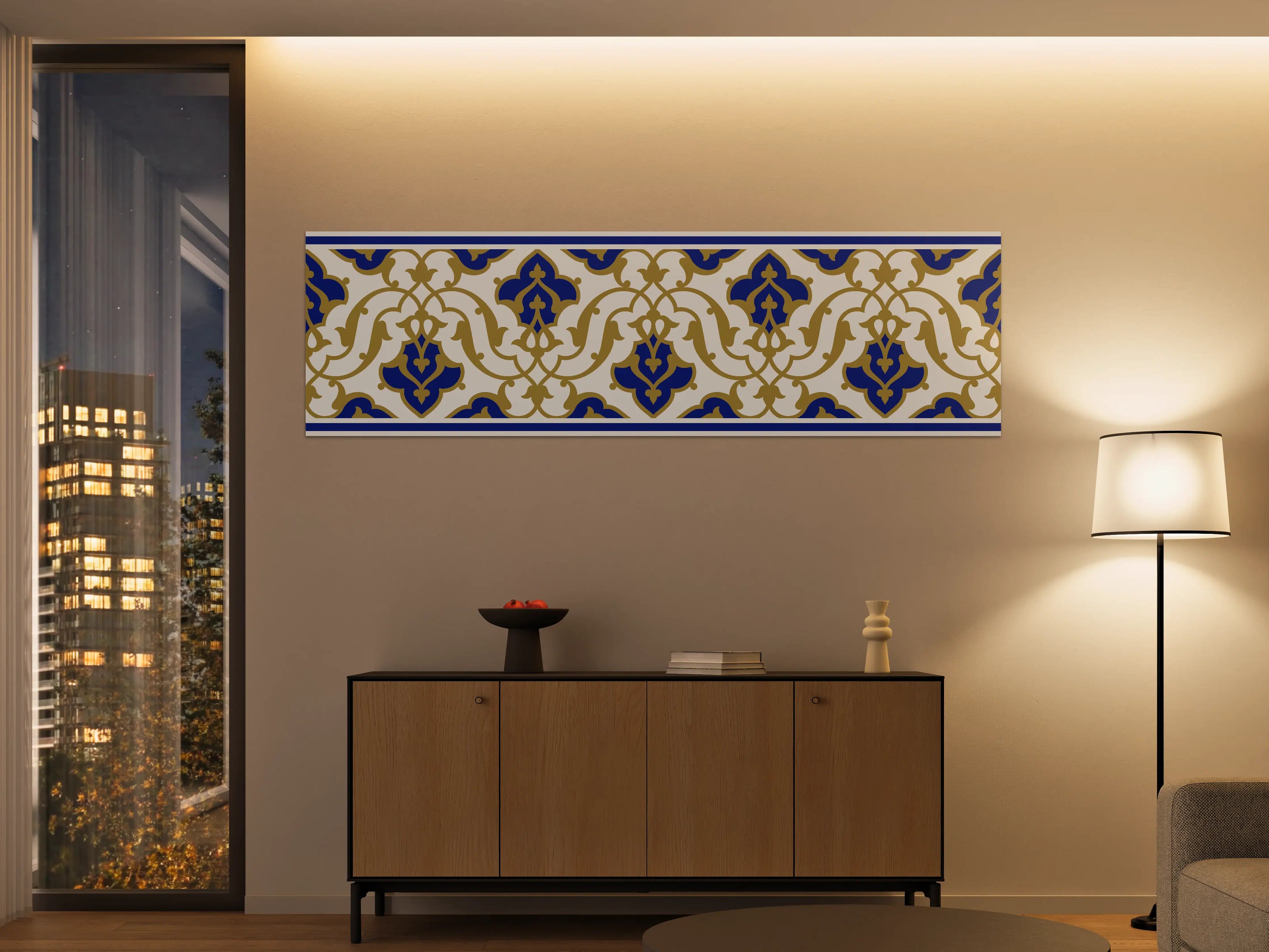 Große Wandbilder - Klassische Fliesenmuster in Blau und Gold