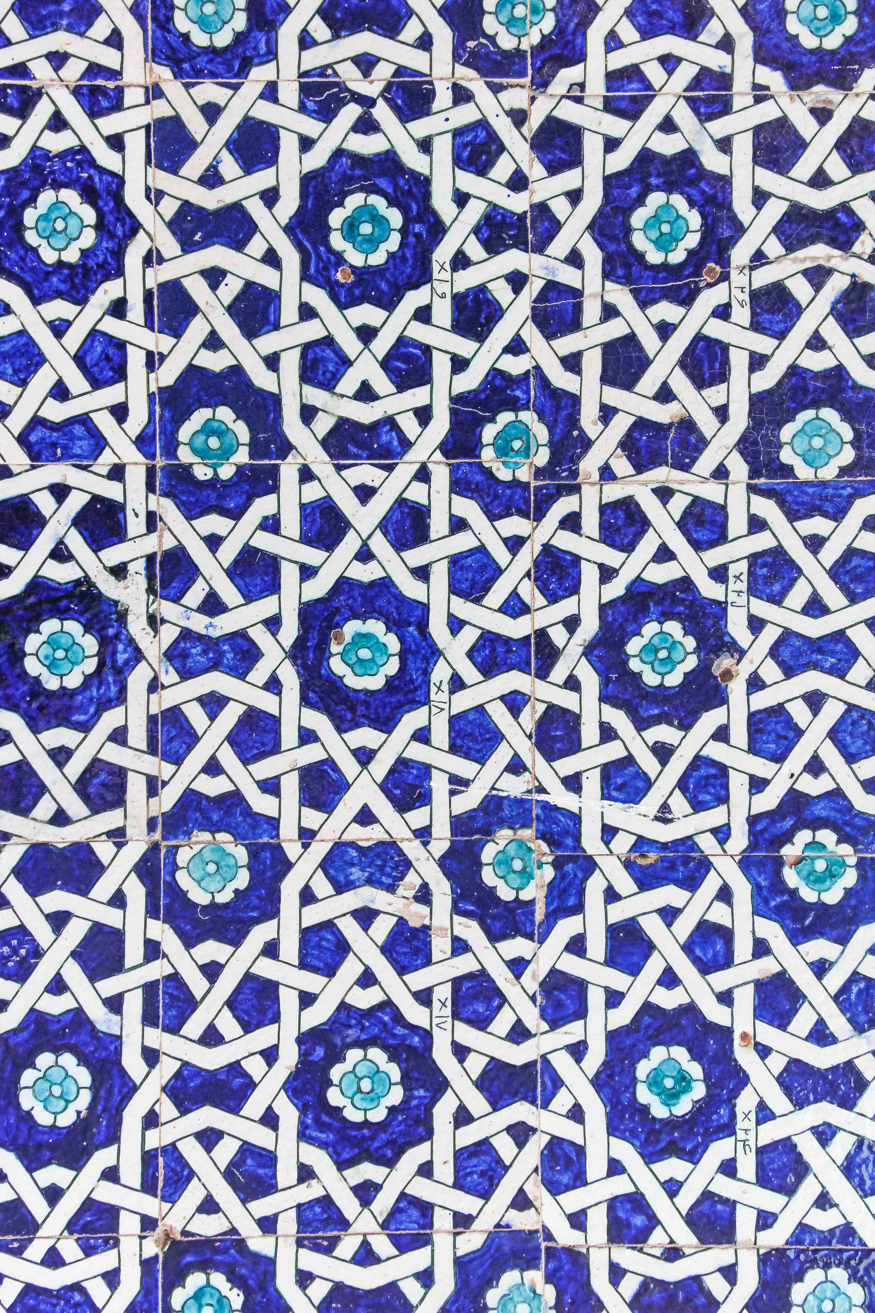 Große Wandbilder-Klassisches Mosaik in Blau und Weiß