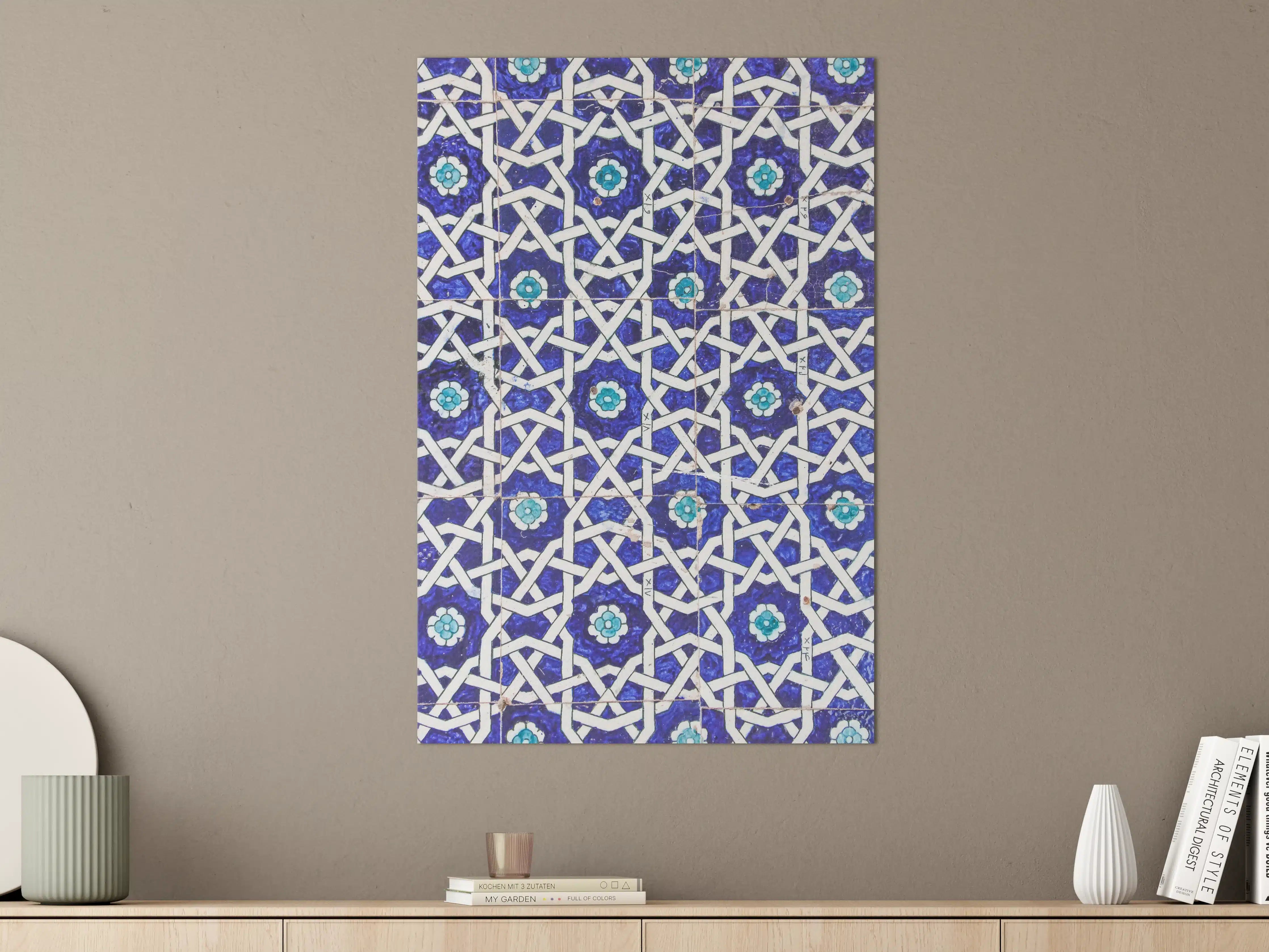 Große Wandbilder - Klassisches Mosaik in Blau und Weiß