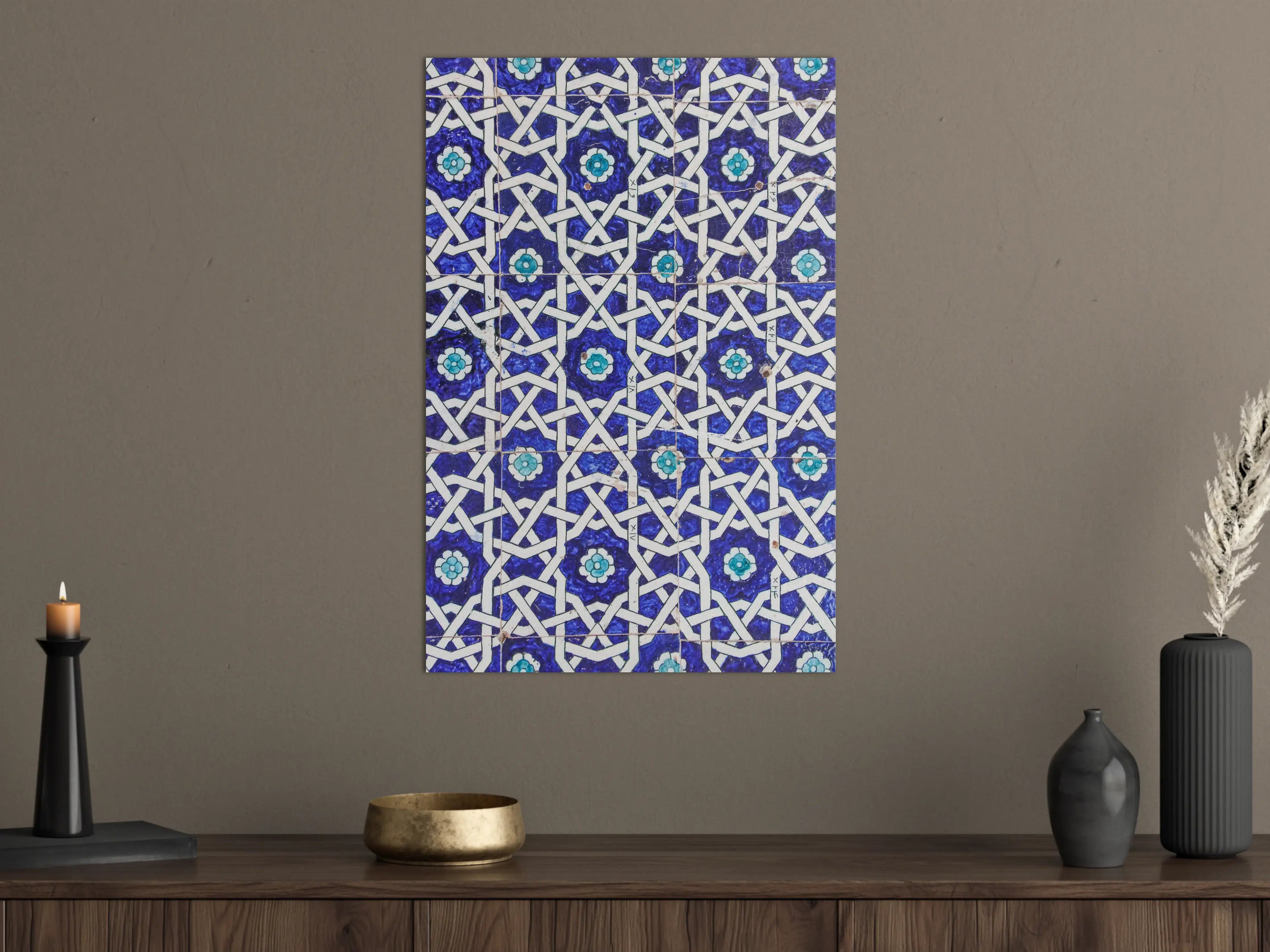 Große Wandbilder - Klassisches Mosaik in Blau und Weiß