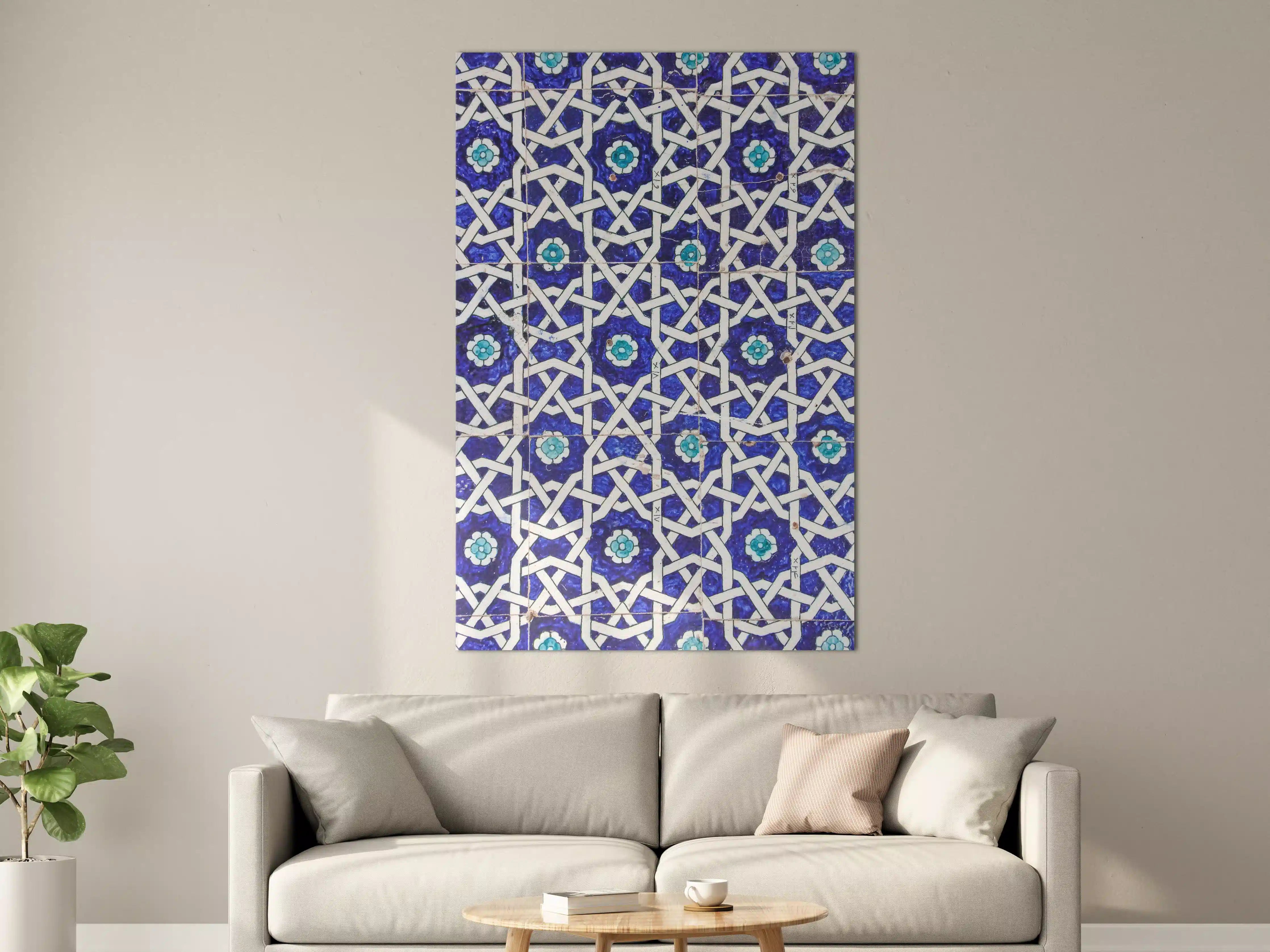 Große Wandbilder - Klassisches Mosaik in Blau und Weiß
