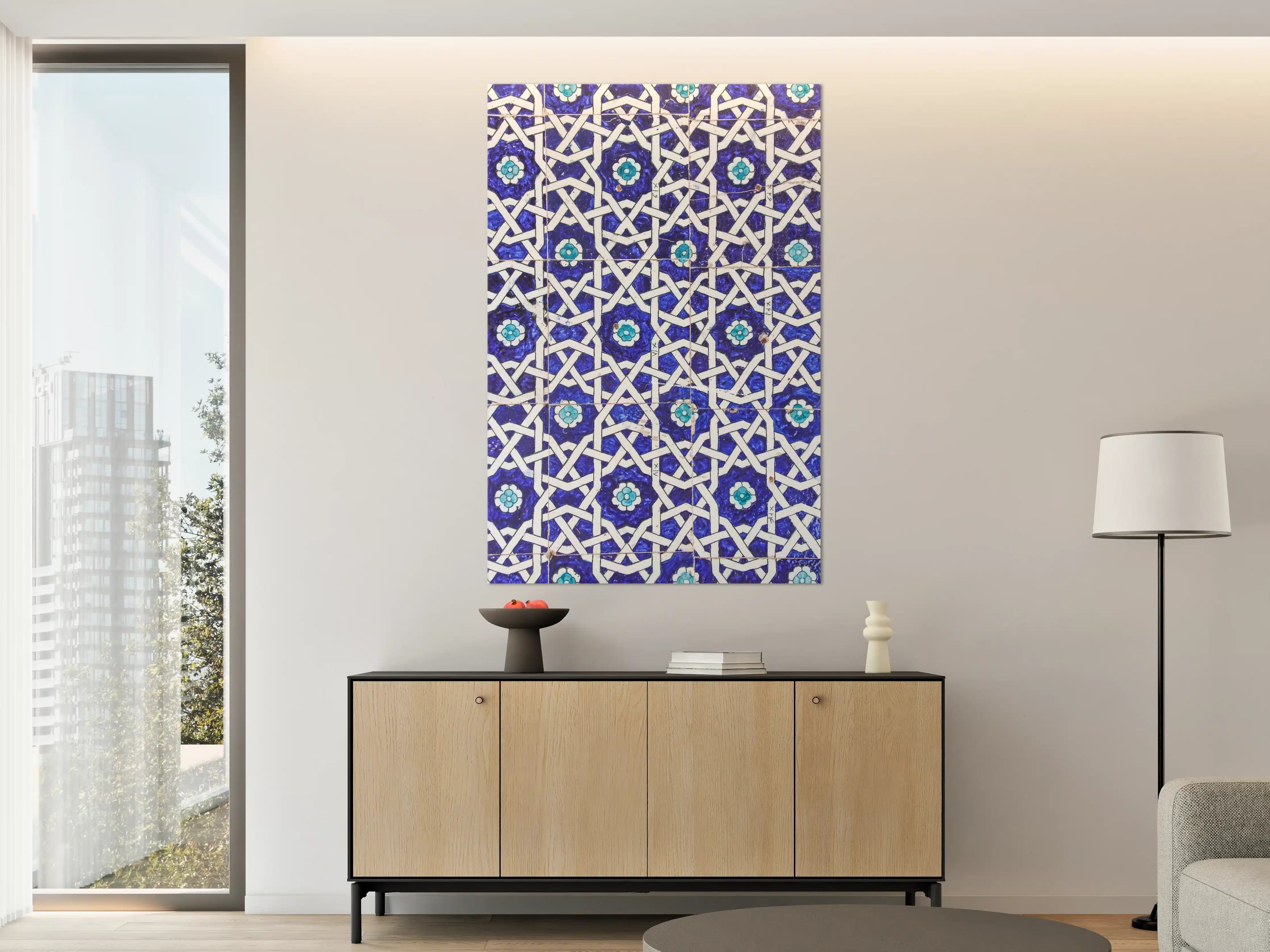 Große Wandbilder - Klassisches Mosaik in Blau und Weiß