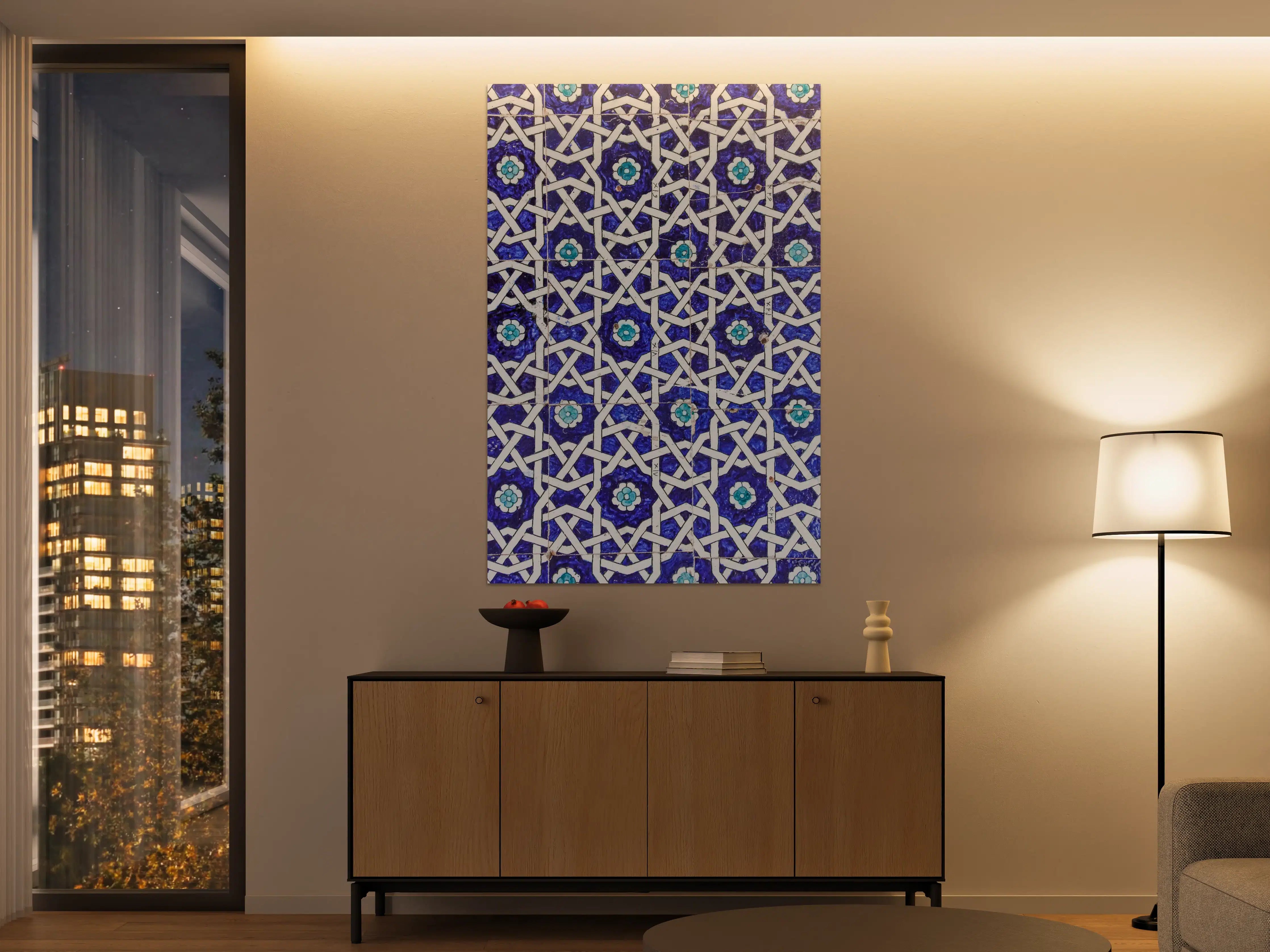 Große Wandbilder - Klassisches Mosaik in Blau und Weiß