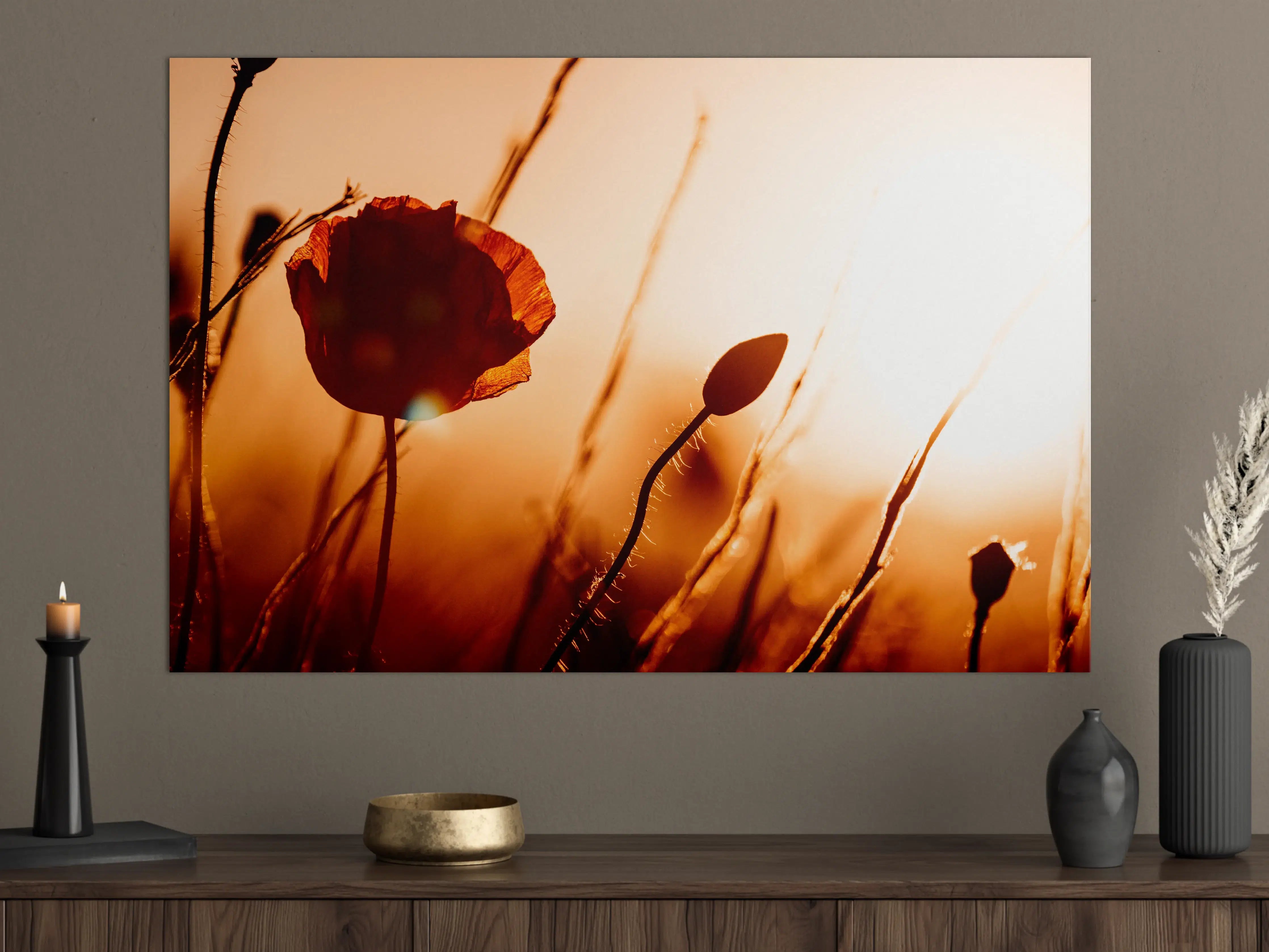 Große Wandbilder - Klatschmohn bei Sonnenuntergang