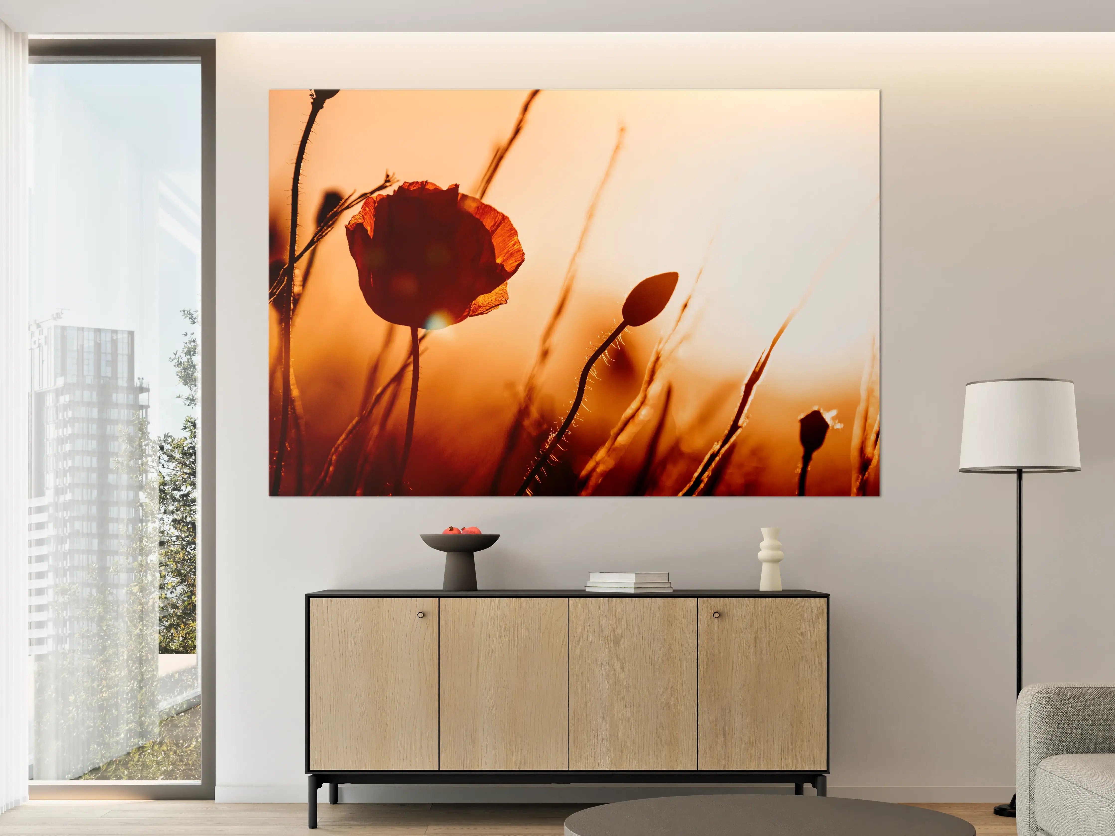 Große Wandbilder - Klatschmohn bei Sonnenuntergang