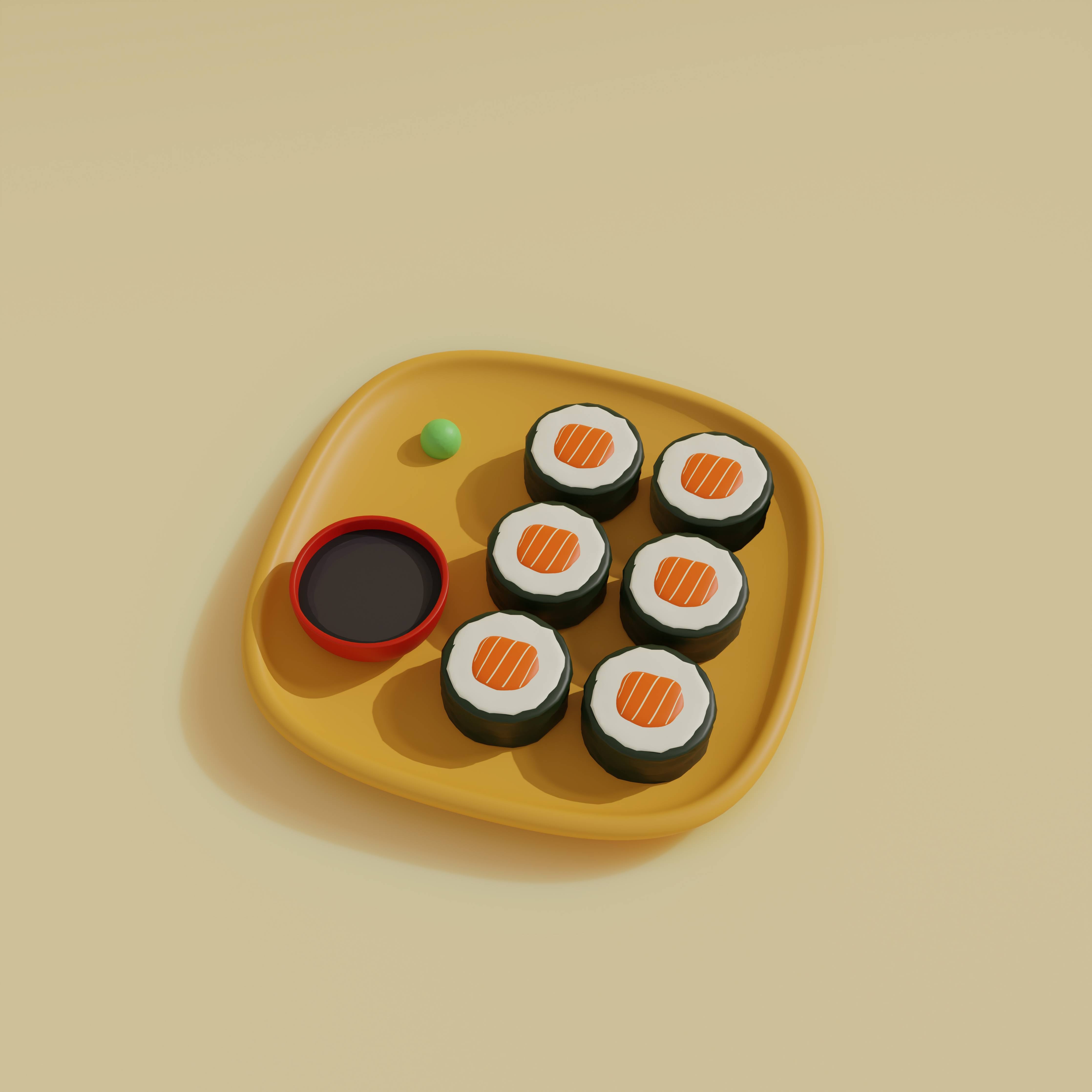Große Wandbilder-Kleines Sushi-Set auf gelbener Platte
